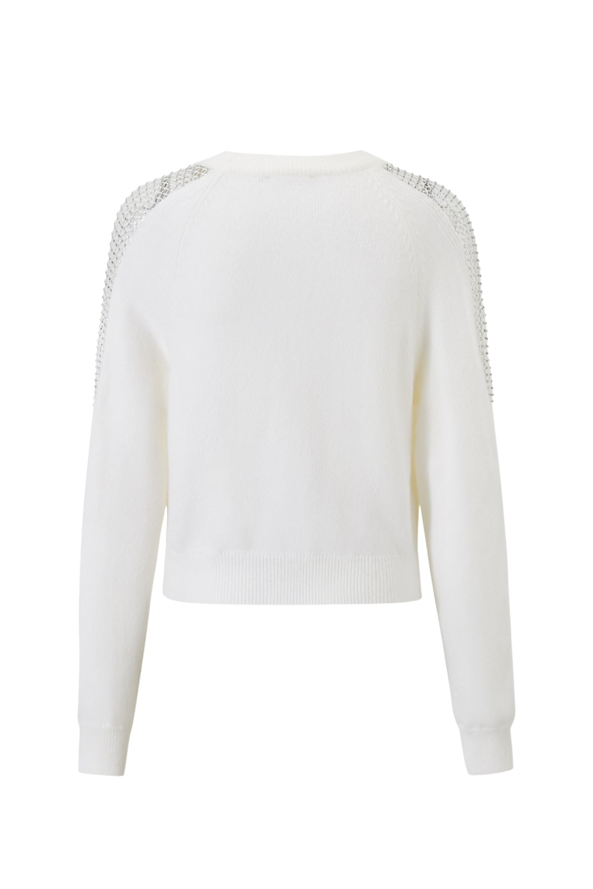 Knit Sweater with Mesh Embellished Shoulders