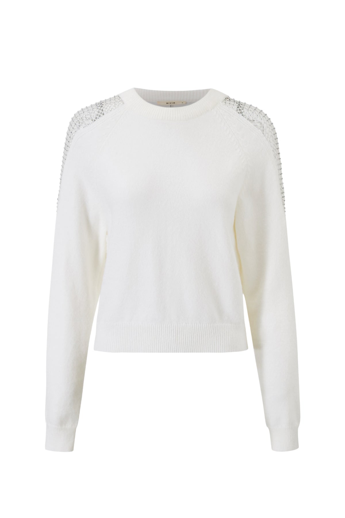 Knit Sweater with Mesh Embellished Shoulders