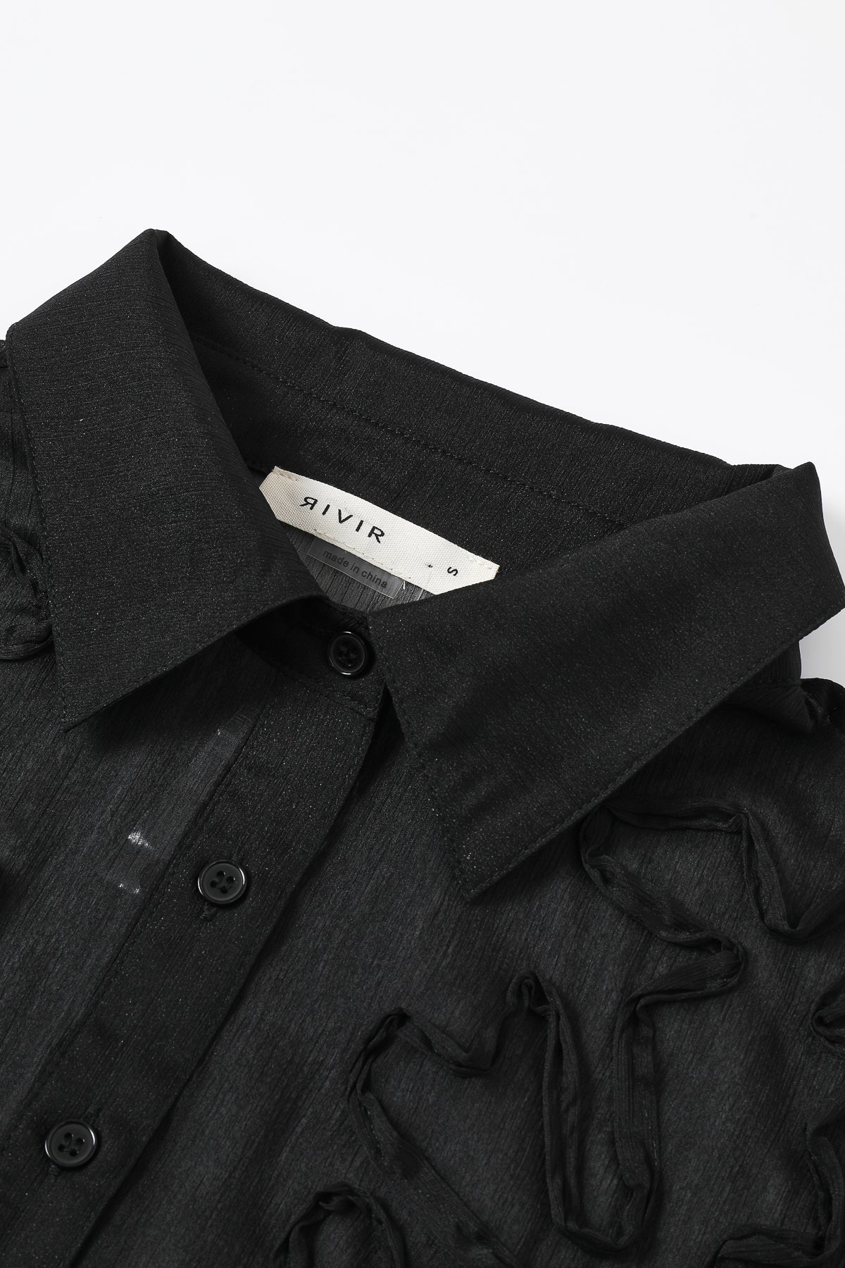 Yoryu Chiffon Shirt With Wave Texture Applique