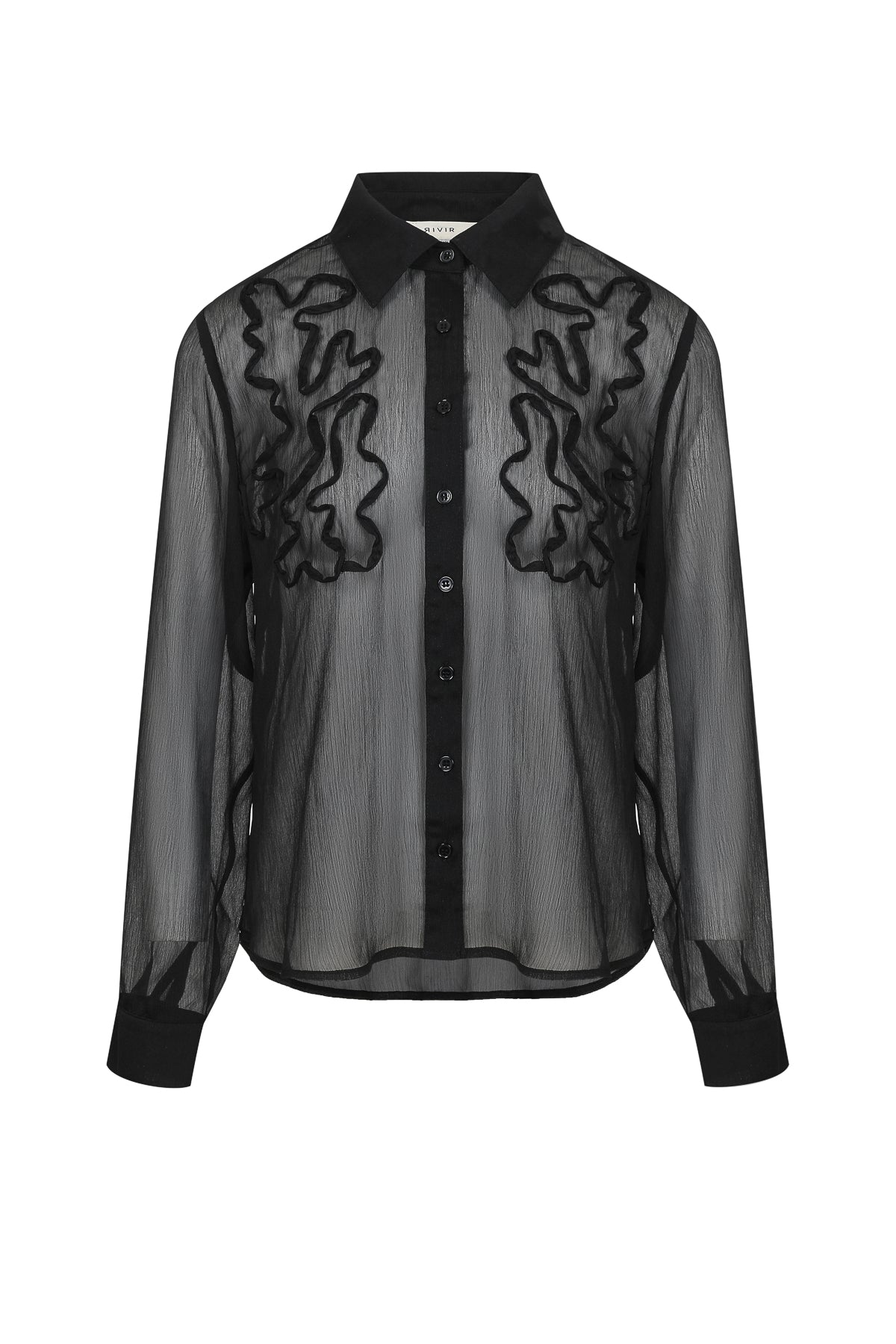 Yoryu Chiffon Shirt With Wave Texture Applique