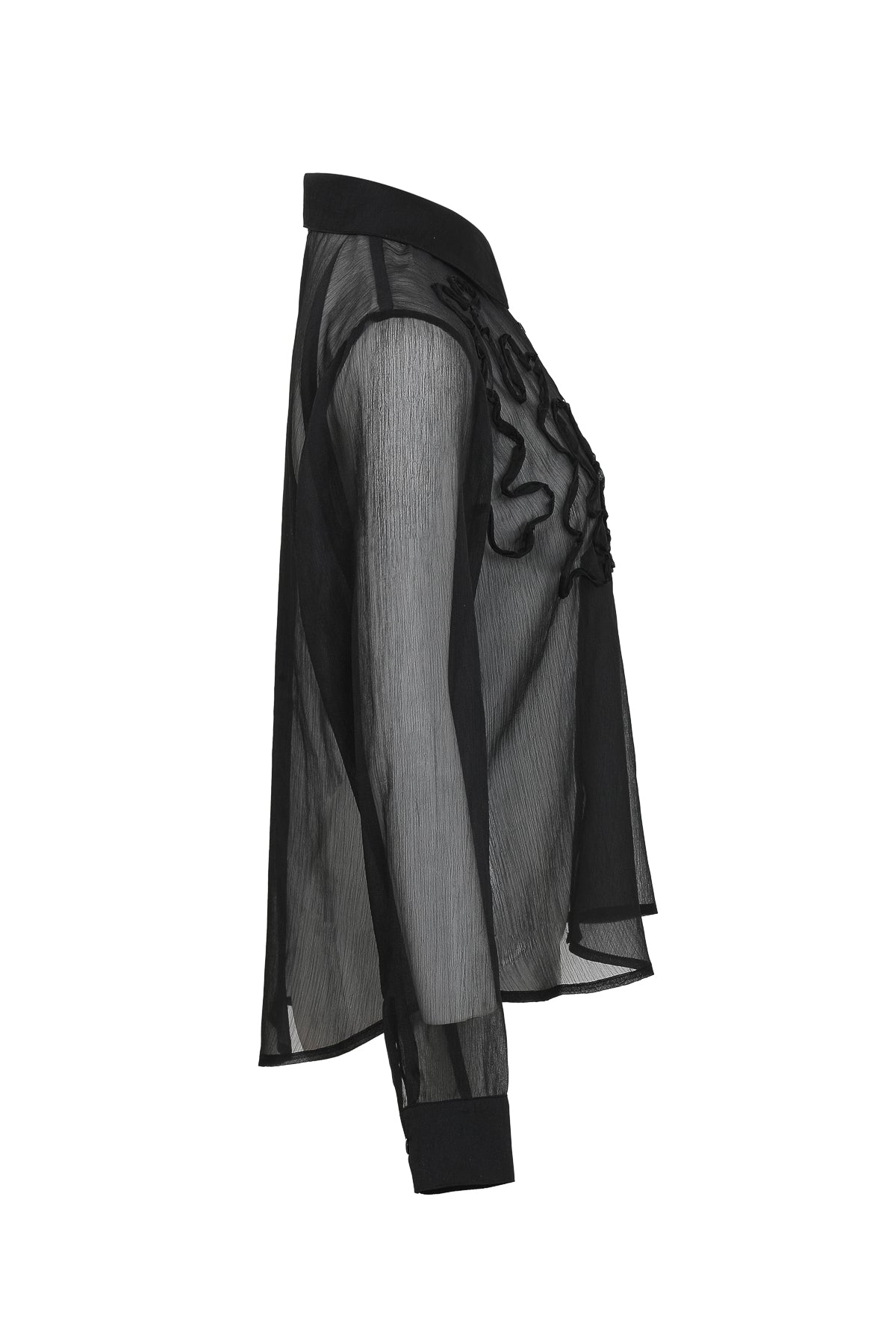 Yoryu Chiffon Shirt With Wave Texture Applique