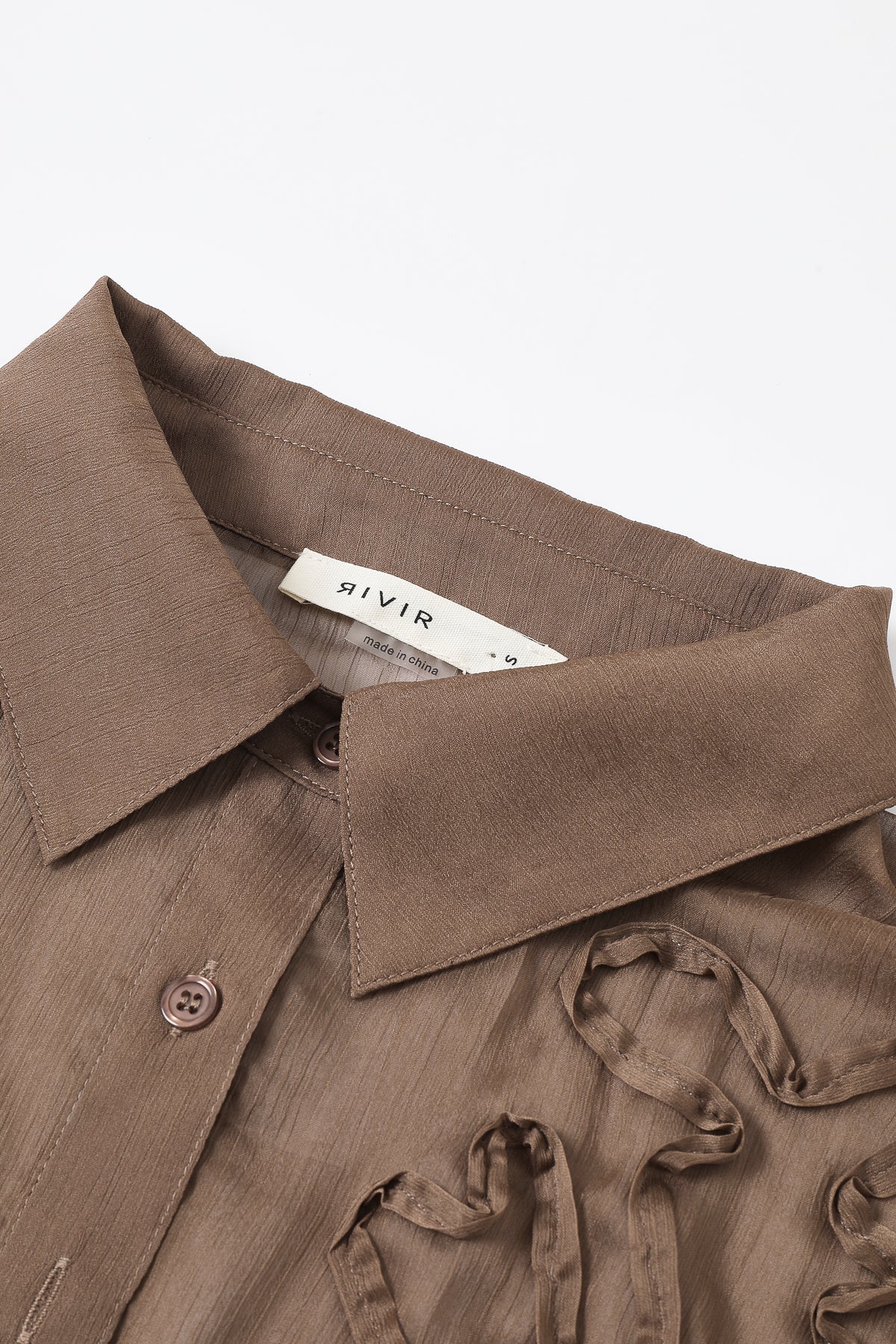 Yoryu Chiffon Shirt With Wave Texture Applique