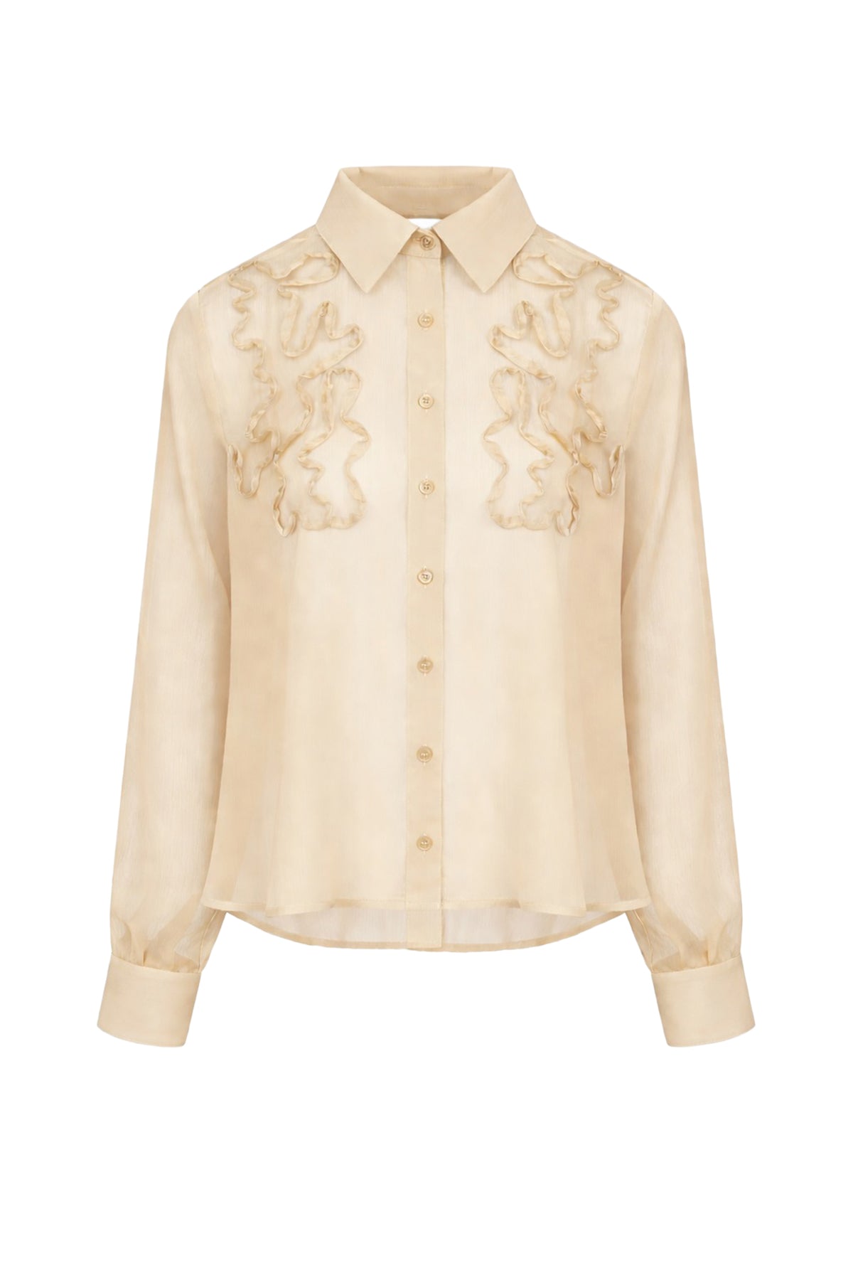 Yoryu Chiffon Shirt With Wave Texture Applique