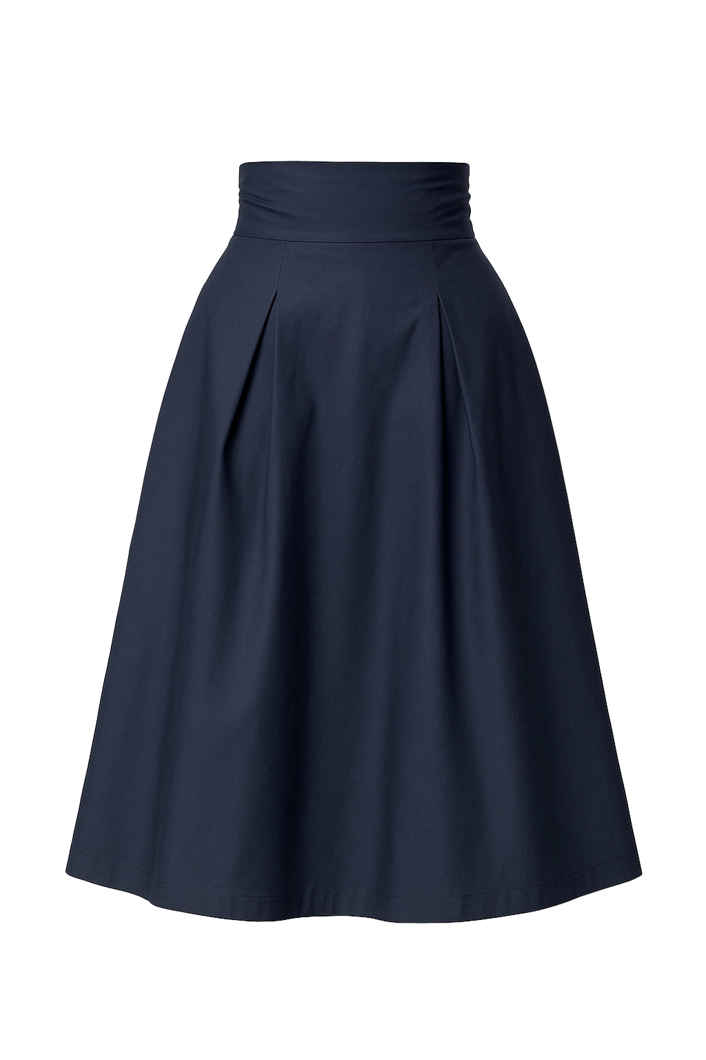 Cotton High Waist Midi Skirt with Bow-Tie at Back
