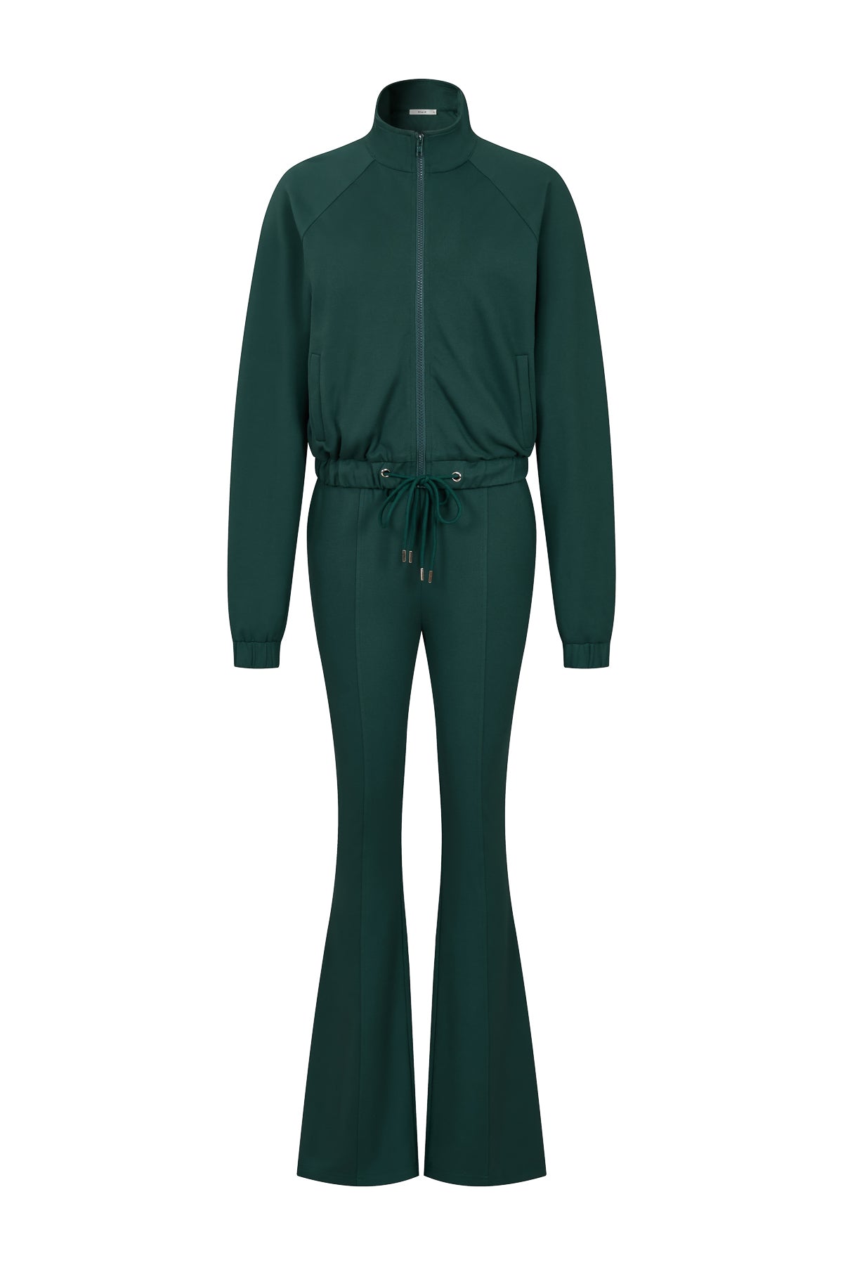 Simple Day Knit Track Jacket and Flare Pants Set