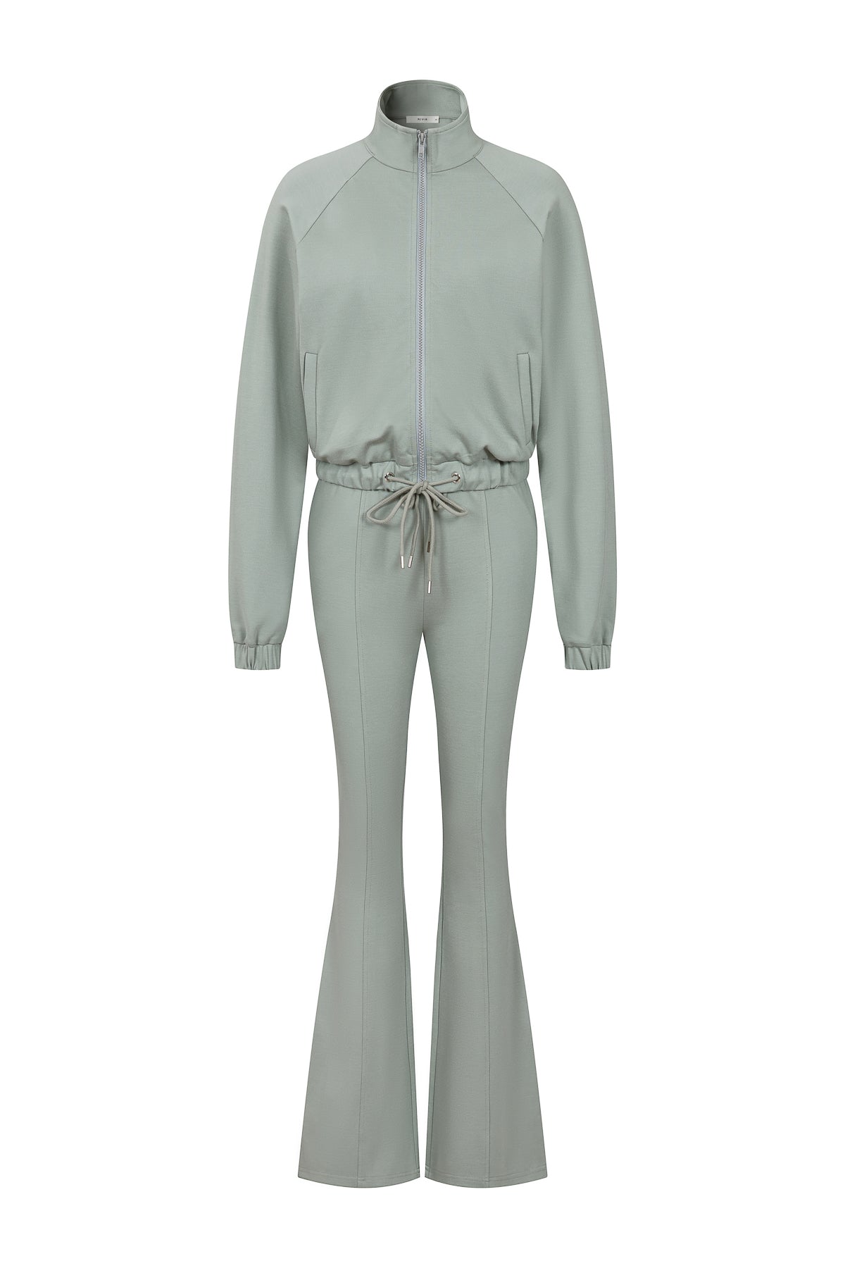 Simple Day Knit Track Jacket and Flare Pants Set