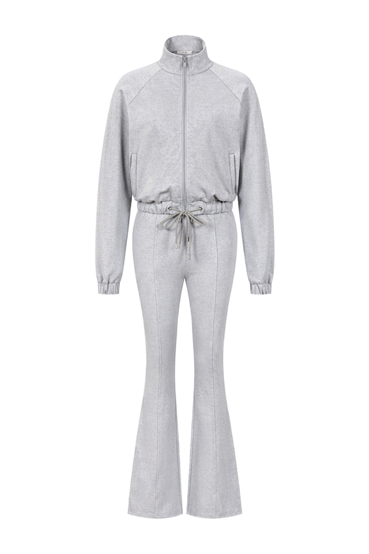 Simple Day Knit Track Jacket and Flare Pants Set