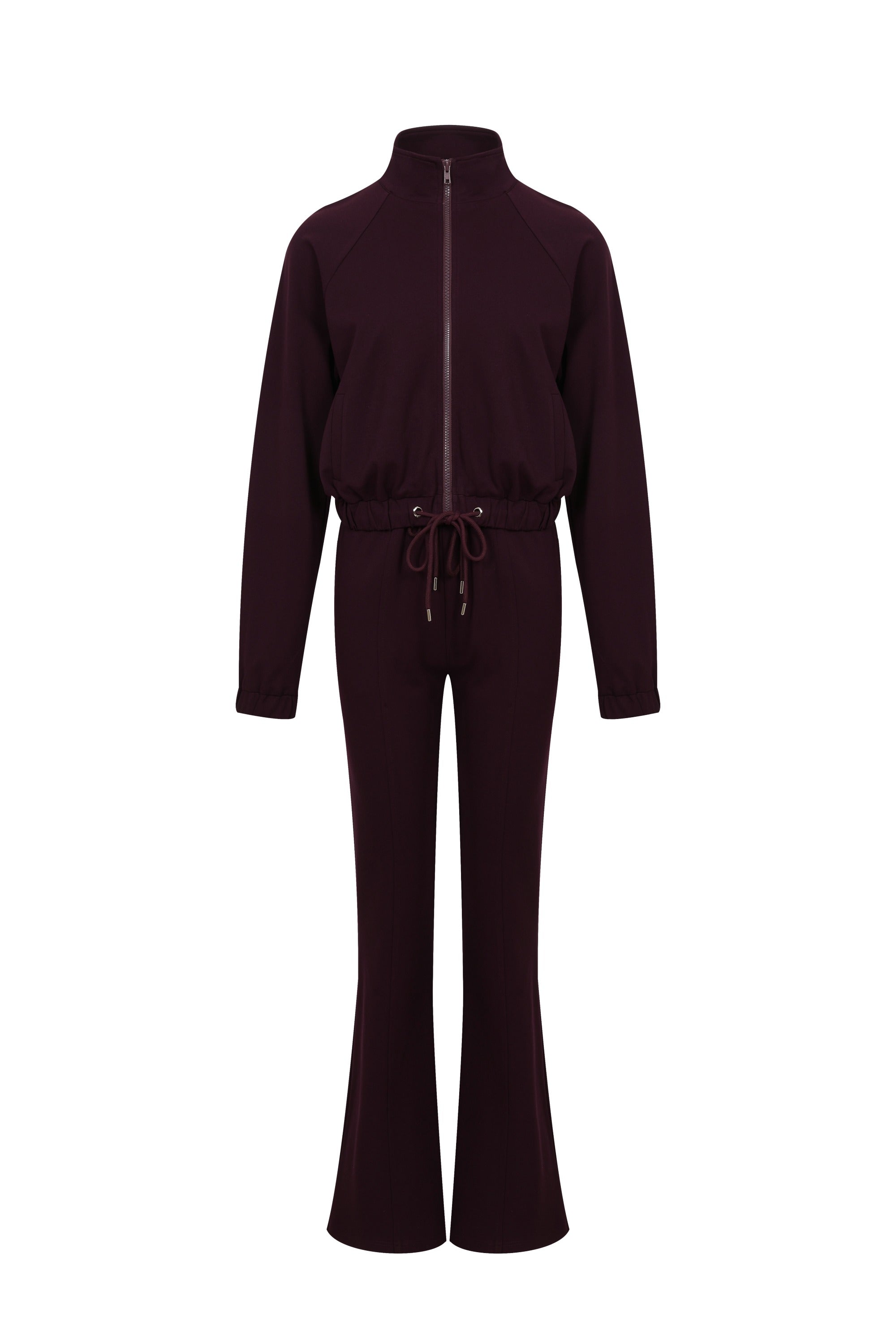 Simple Day Knit Track Jacket and Flare Pants Set