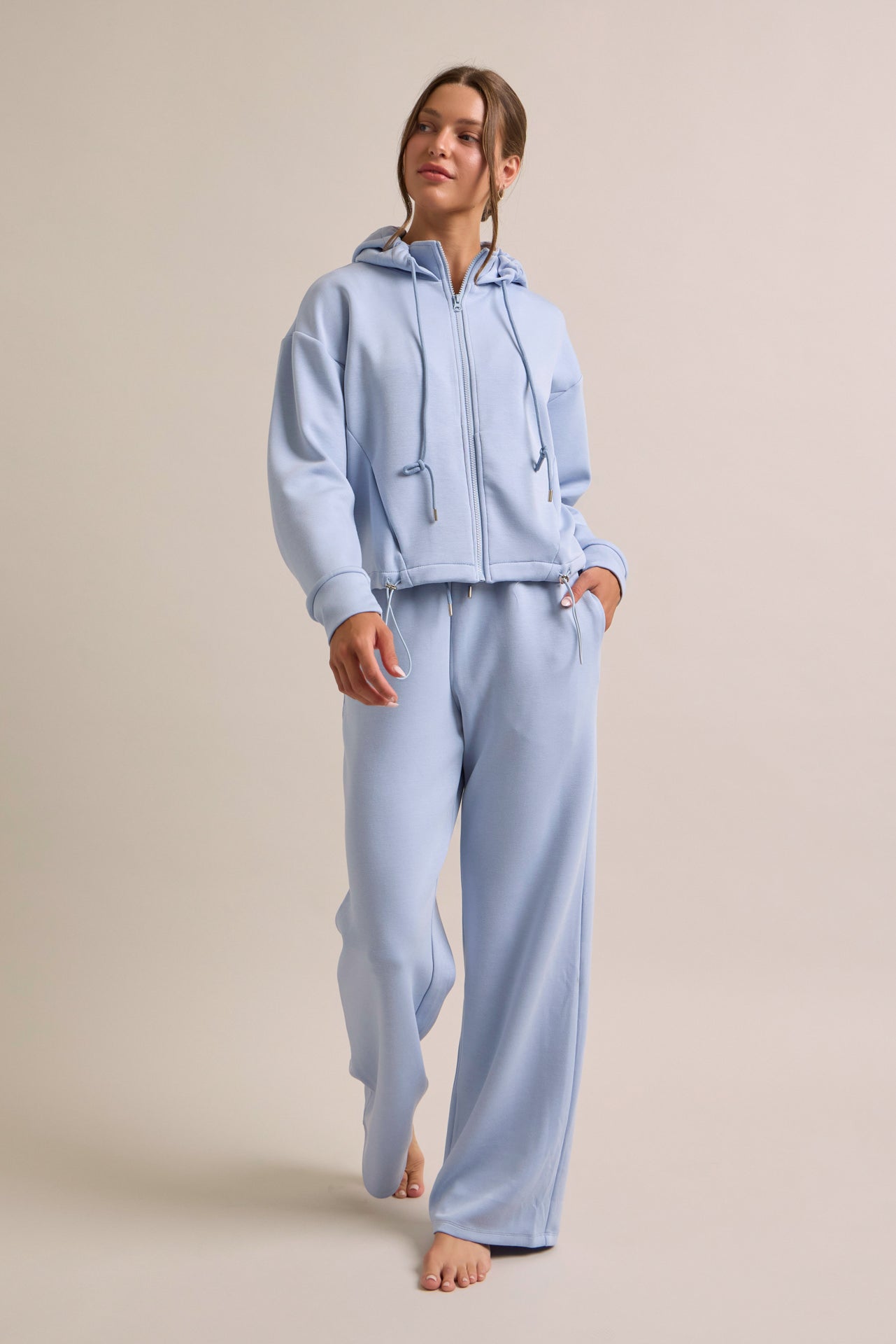 Knit Hoodie Jacket and Sweat Pants Set