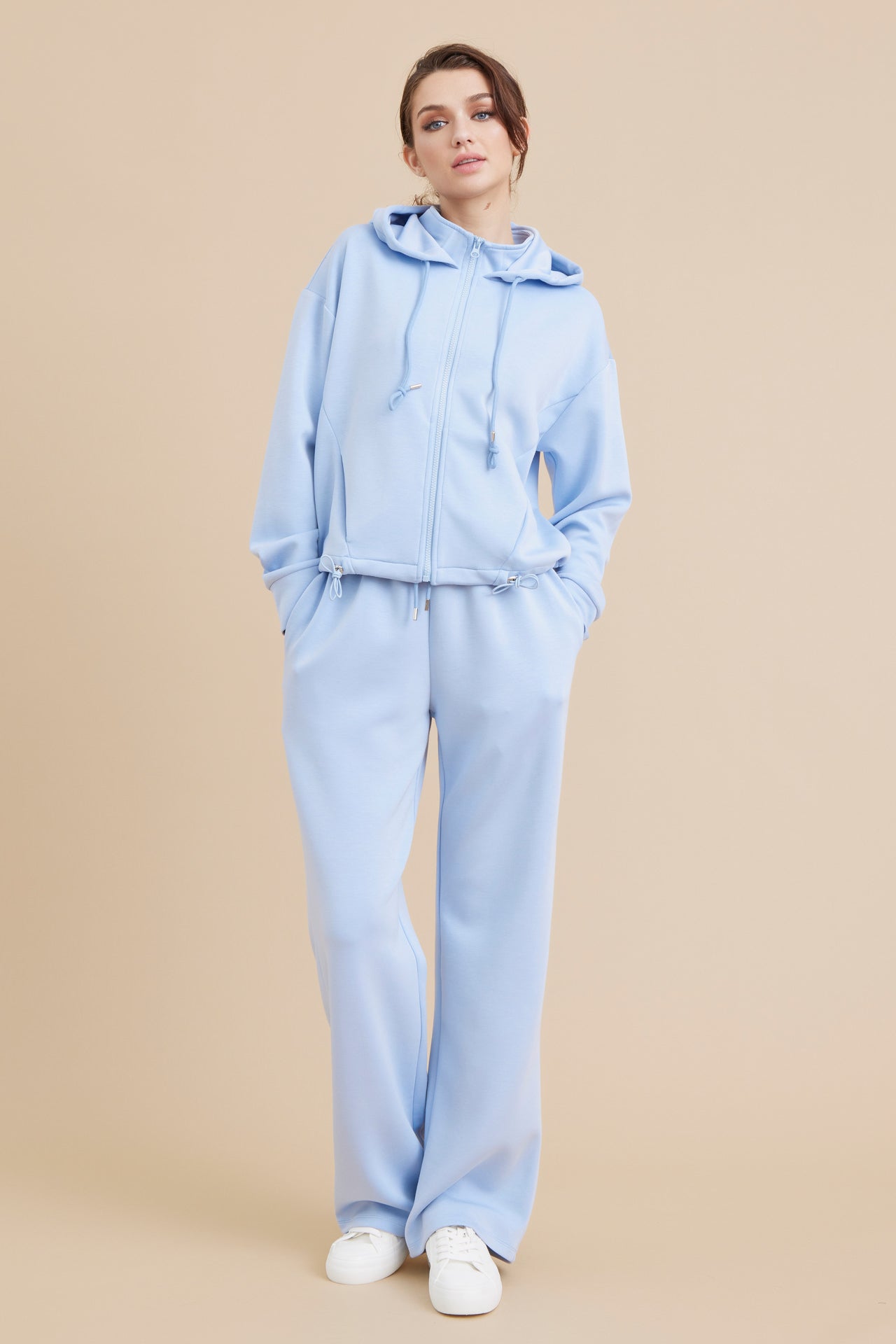 Knit Hoodie Jacket and Sweat Pants Set