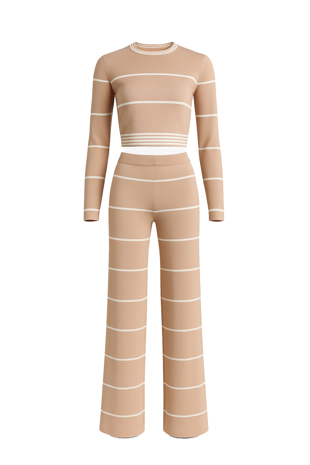 Casual Stripe Aesthetic Long Sleeve Top and Pants Set