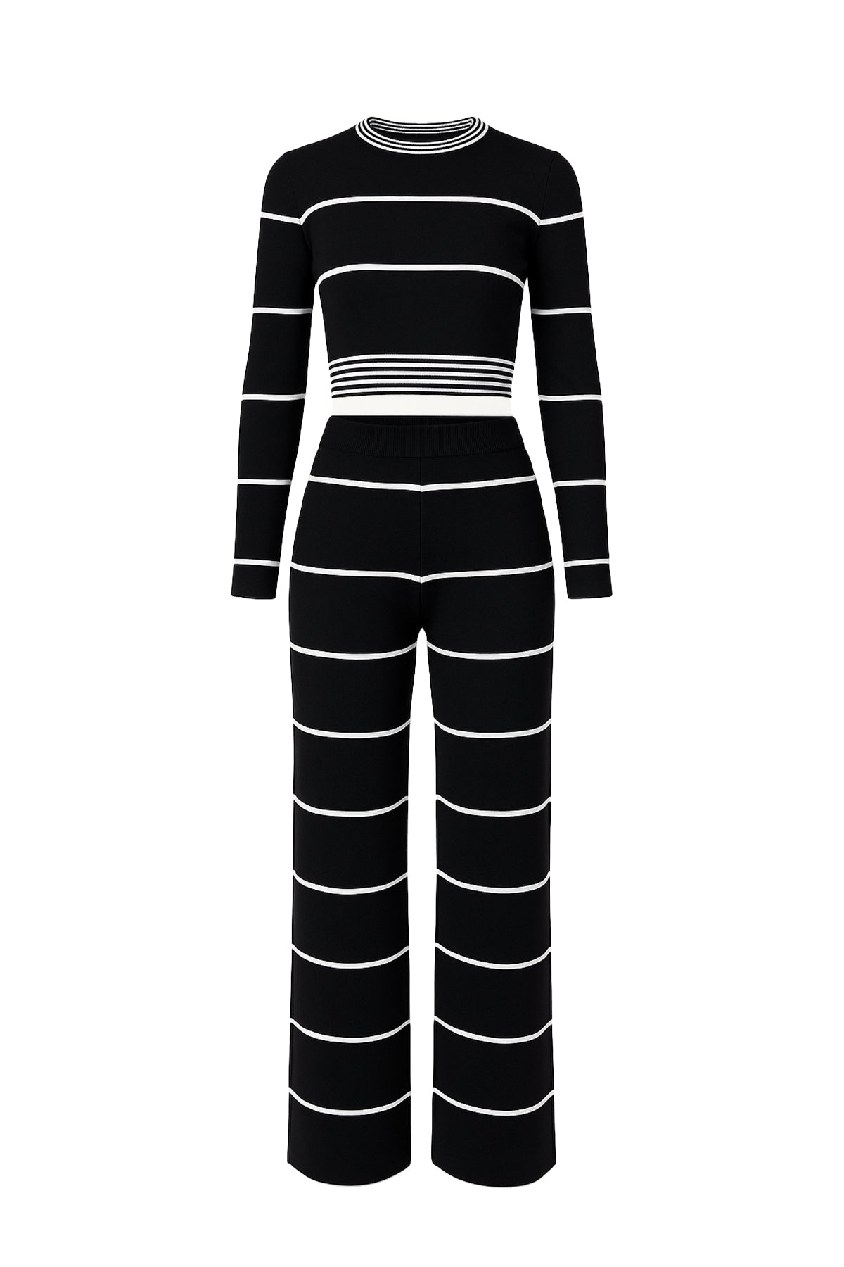 Casual Stripe Aesthetic Long Sleeve Top and Pants Set