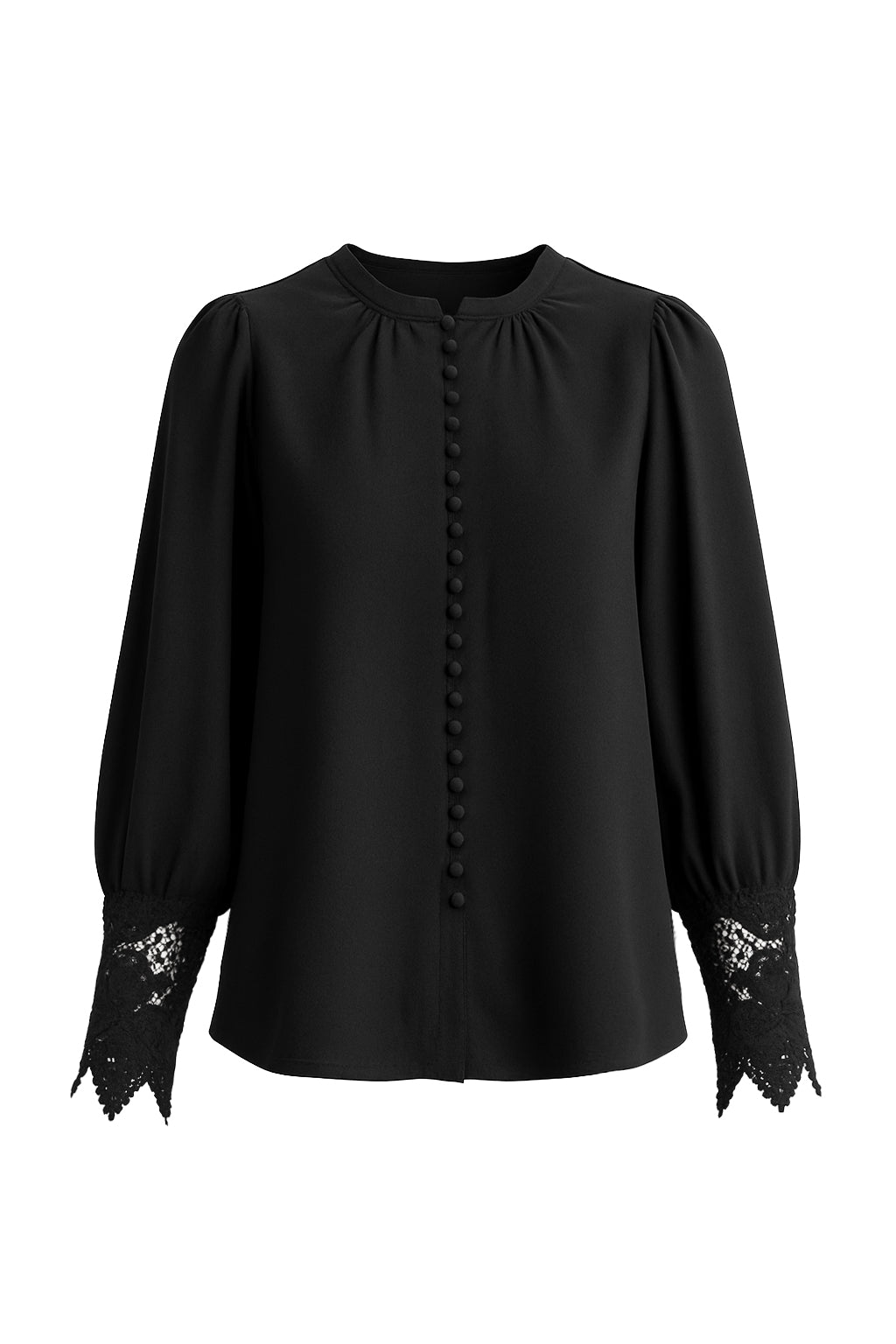 Perfect Vibes Button Down Blouse with Lace Cuffs