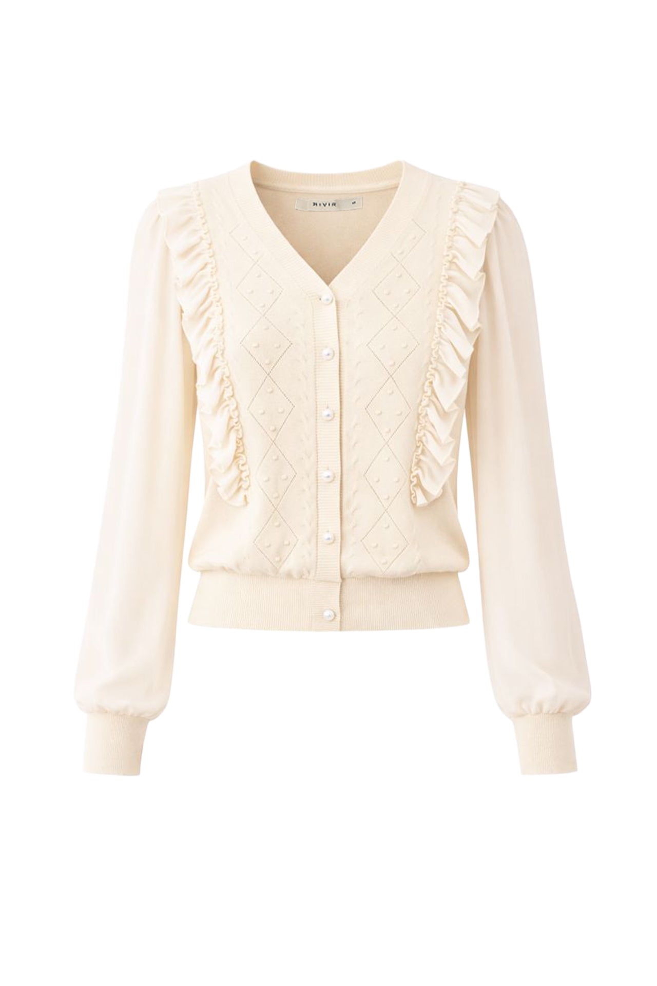 Aria Knit Cardigan With Chiffon Sleeves