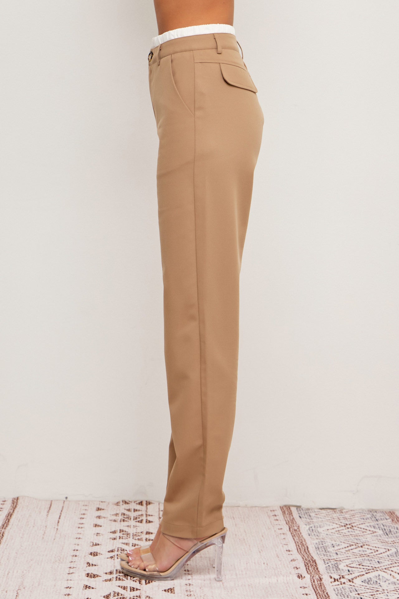 Carmen Crop Shirt With Belt Trim & Pants With Contrast Waist Band Set