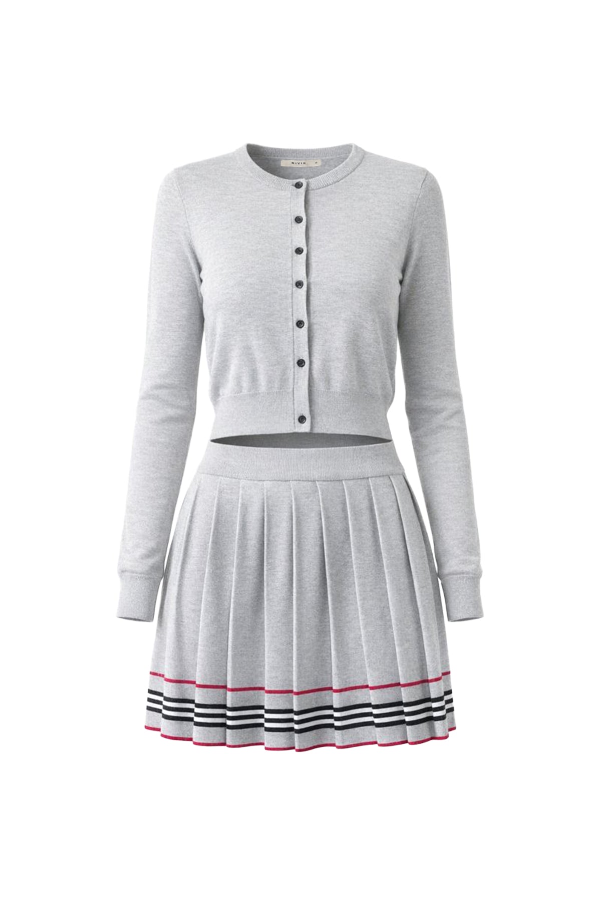In The Cards Knit Cardigan And Pleated Mini Skirt Set
