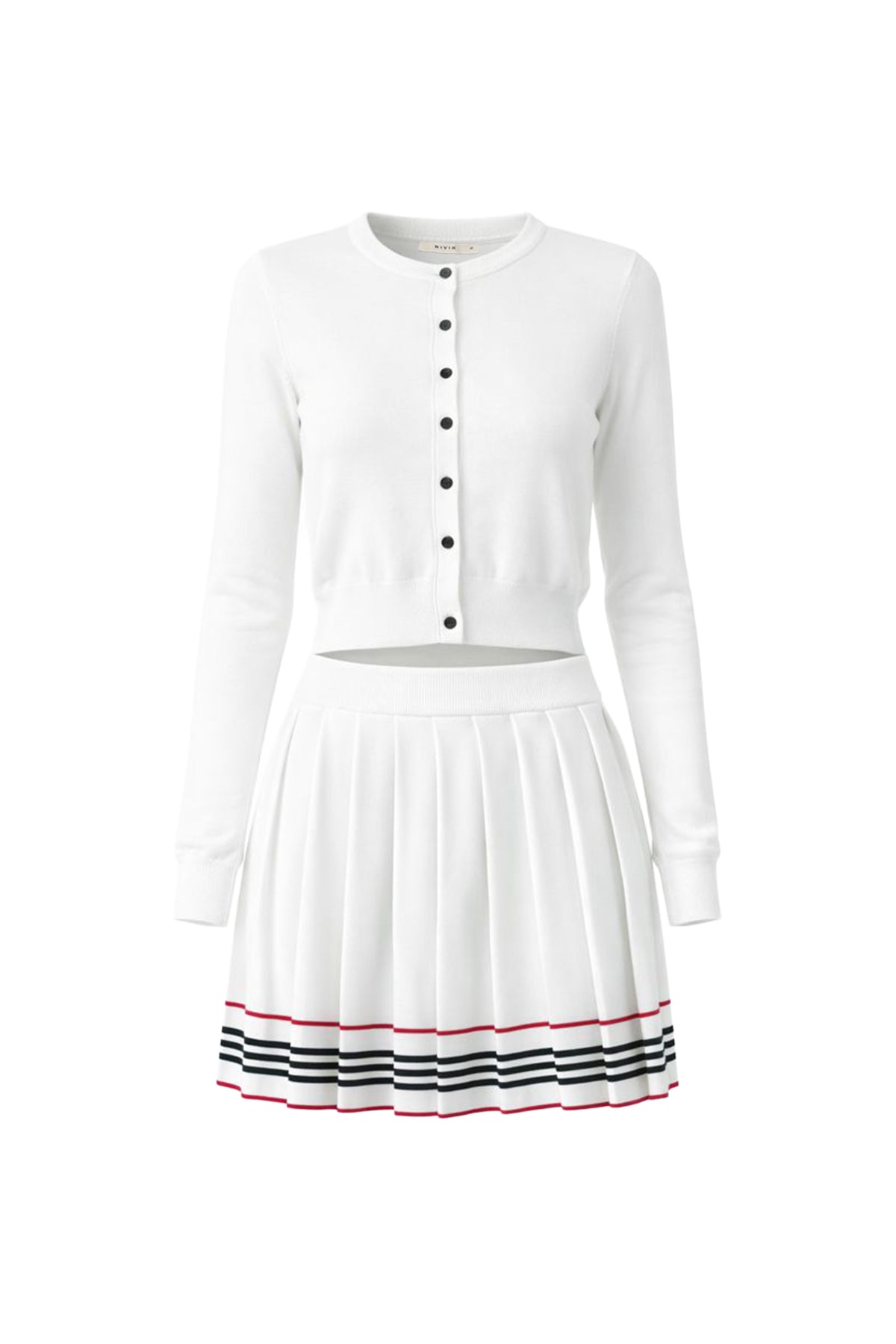 In The Cards Knit Cardigan And Pleated Mini Skirt Set