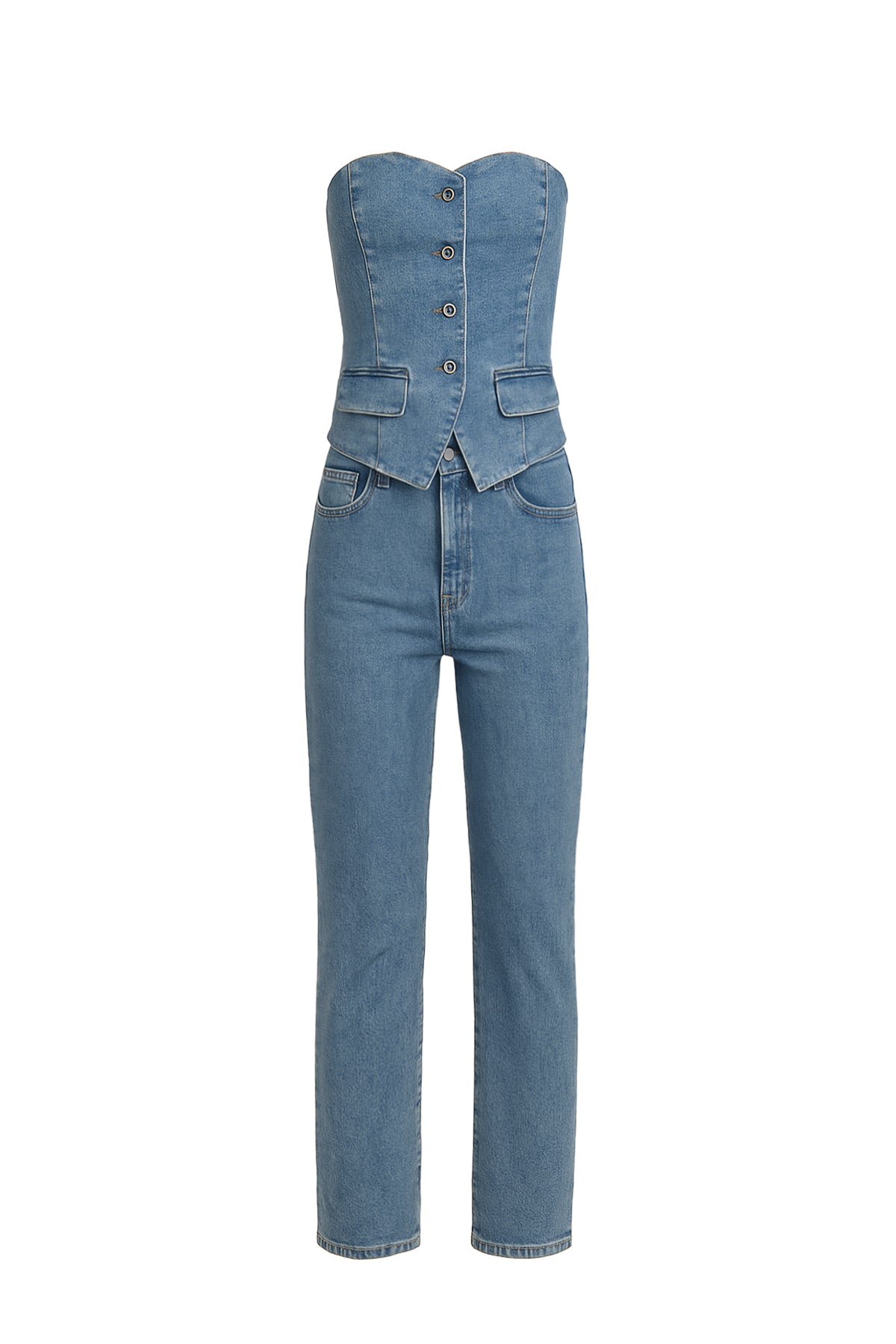 Lunelle Woven Tube Blazer Vest And Pants Set