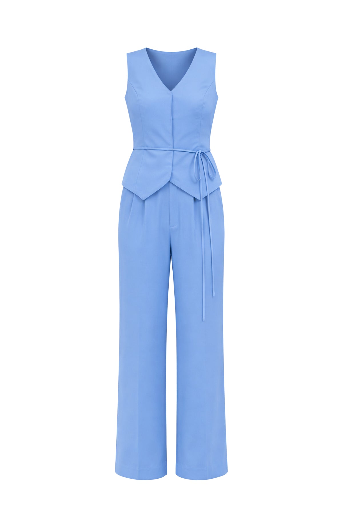 Zephyra Woven Vest With Waist Tie & Pants Set