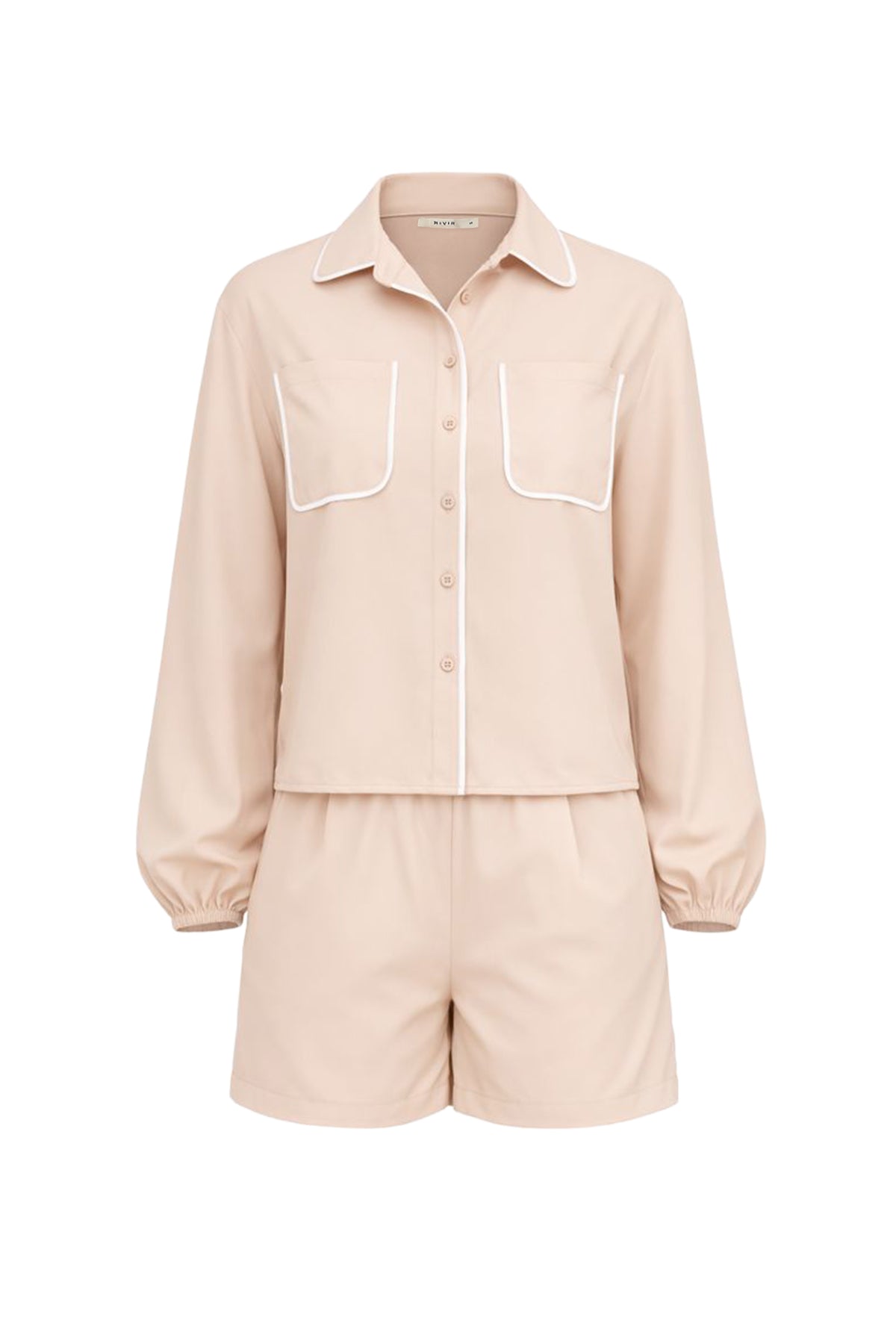 Contrast Harmony Woven Shirt & Shorts Set