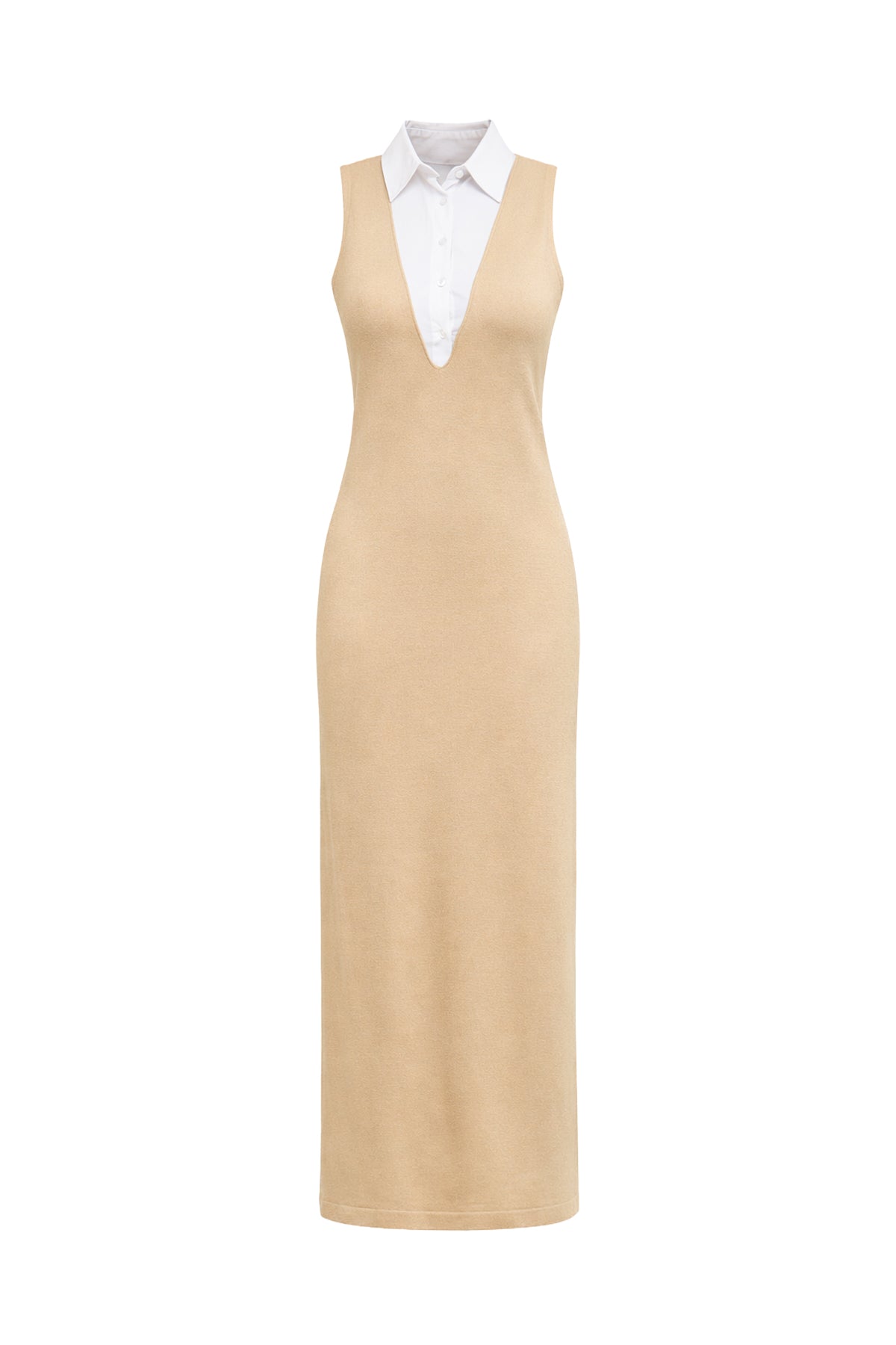 Peek-a-chic Knit Sleeveless Maxi Dress