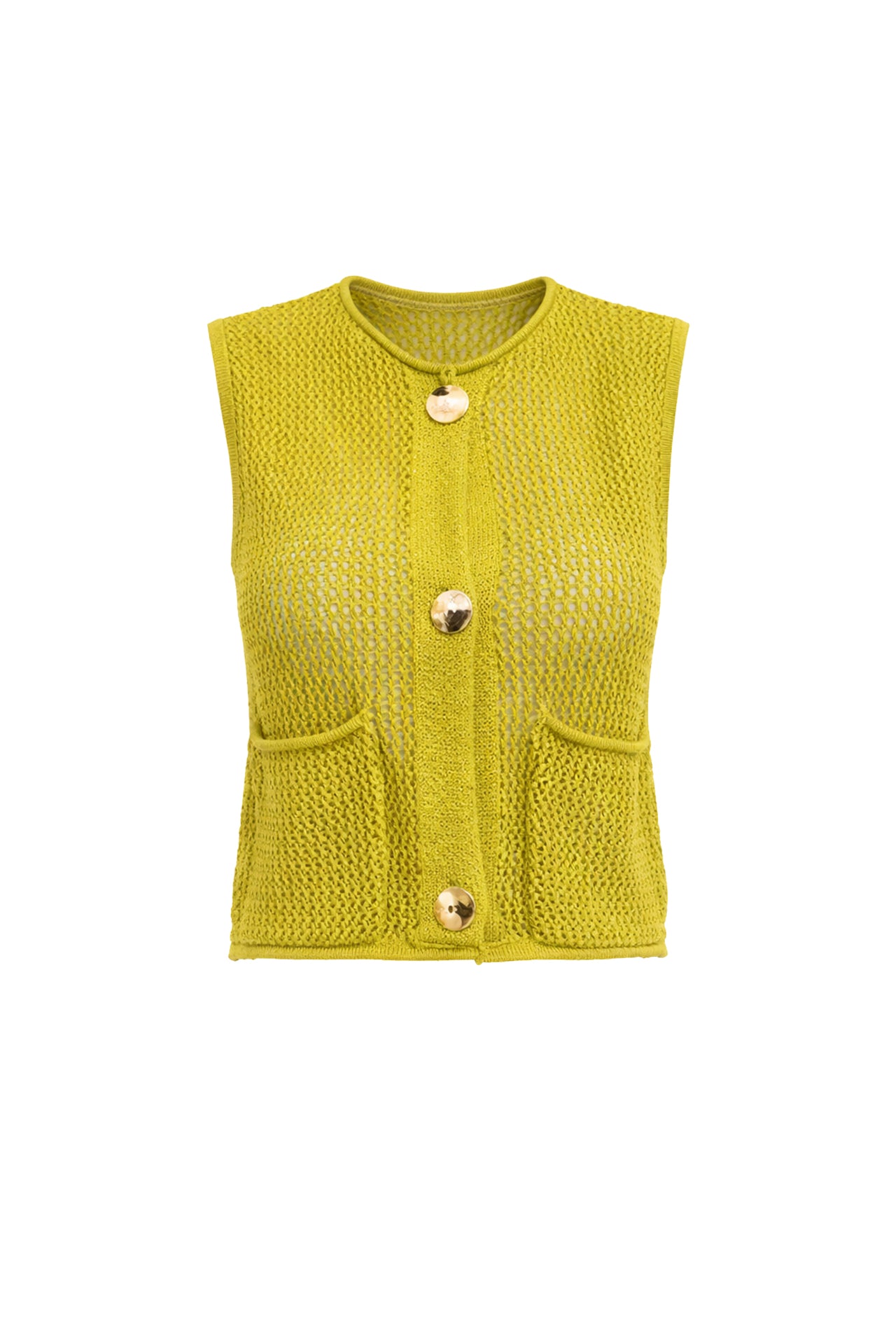 Selene Crochet Knit Vest With Pockets