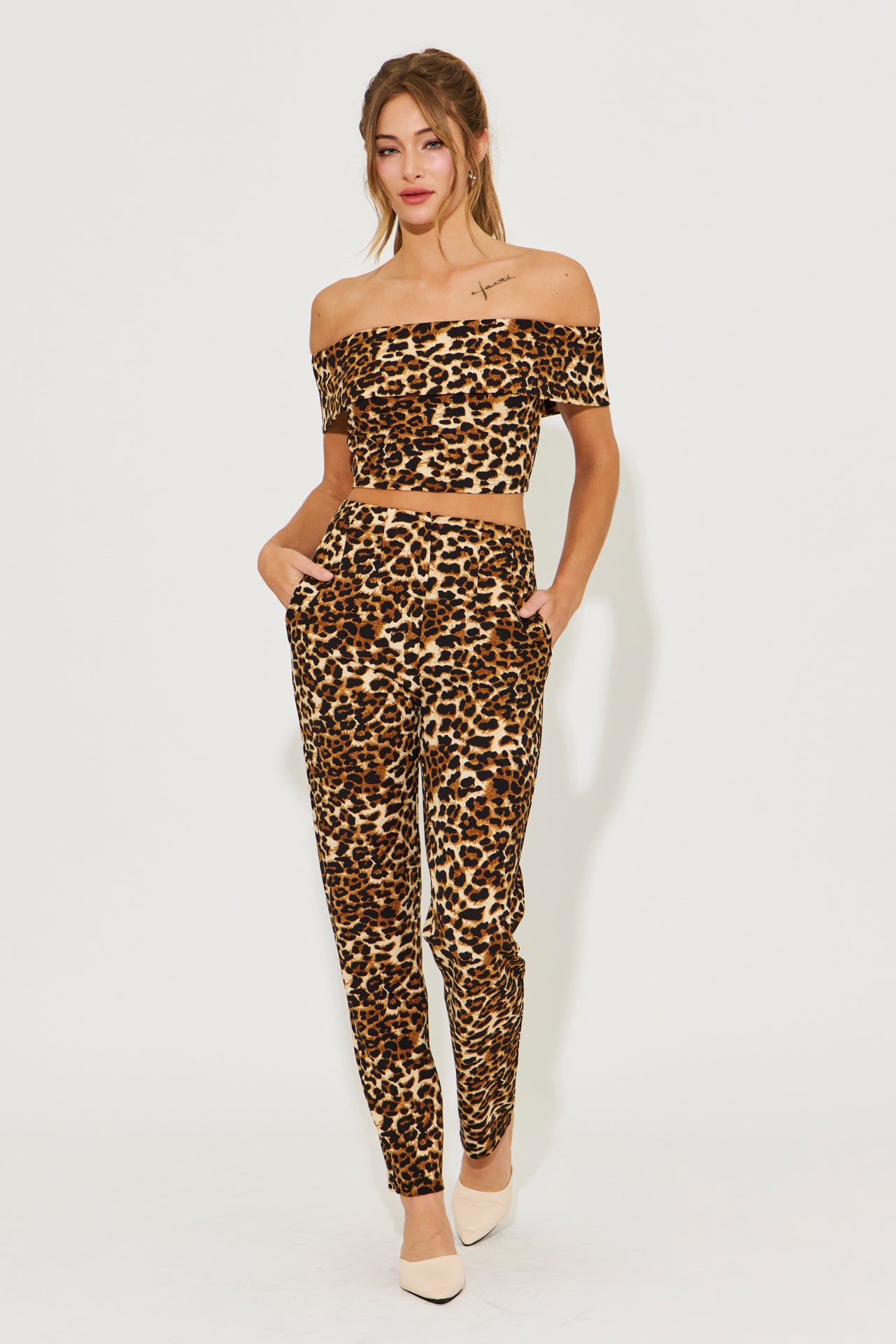 Leopard Obsession Off Shoulder Set