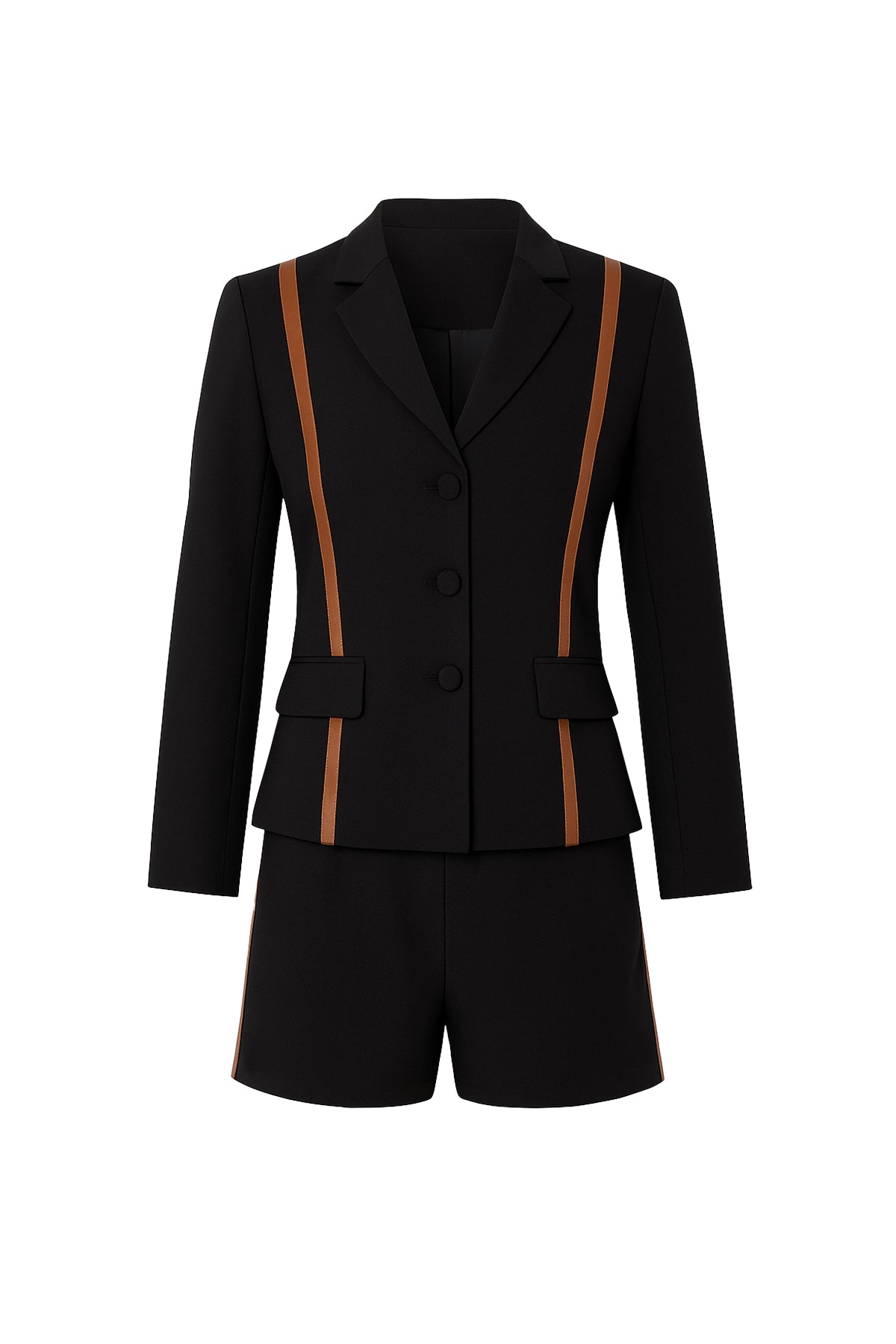 Leather-luxe Blazer & Shorts Set