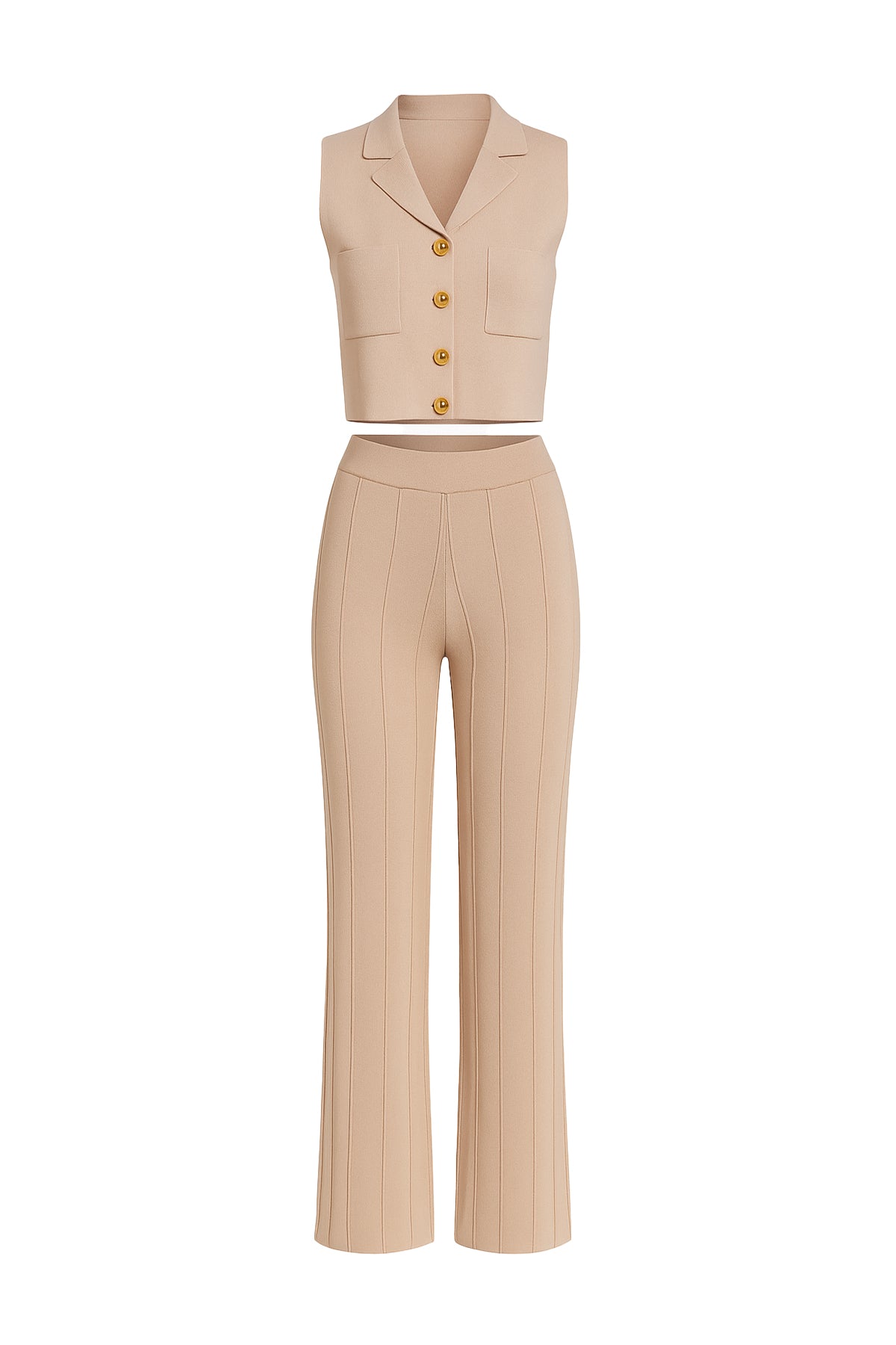 Effortless Elegance Knit Vest With Pleated Pants