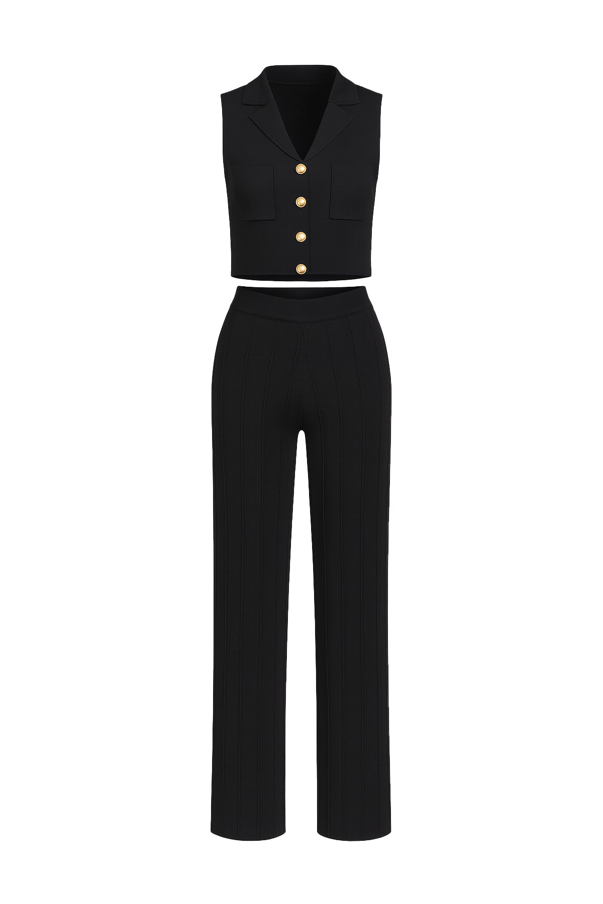 Effortless Elegance Knit Vest With Pleated Pants