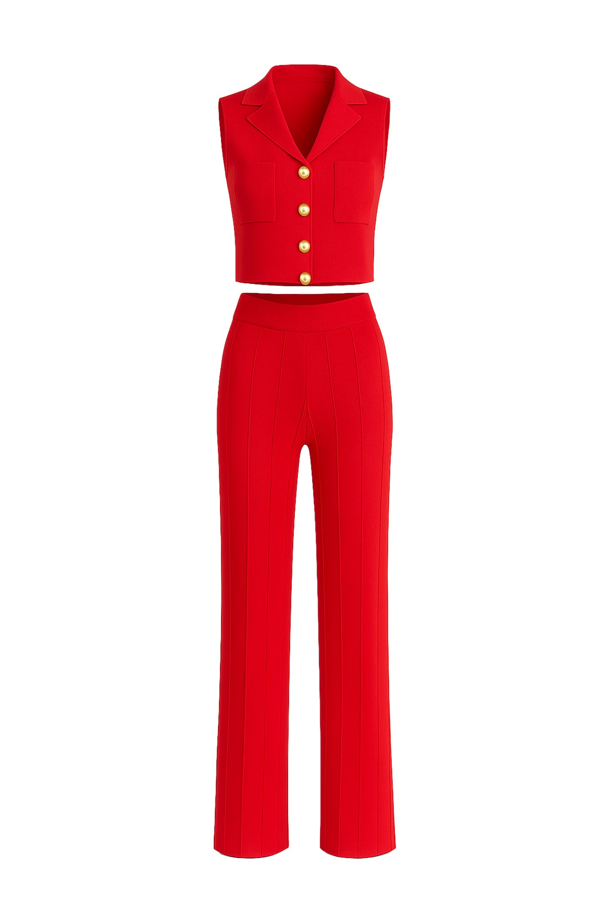 Effortless Elegance Knit Vest With Pleated Pants
