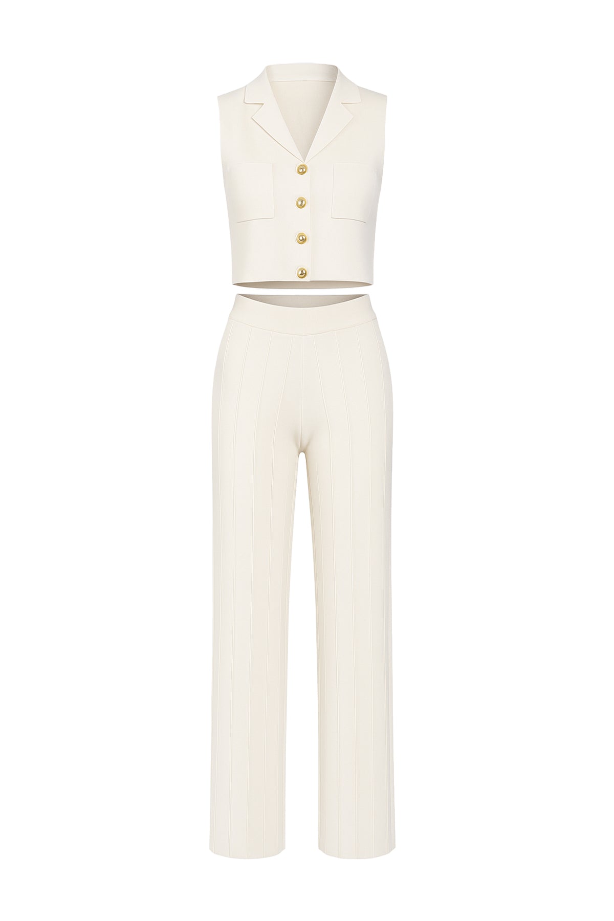 Effortless Elegance Knit Vest With Pleated Pants