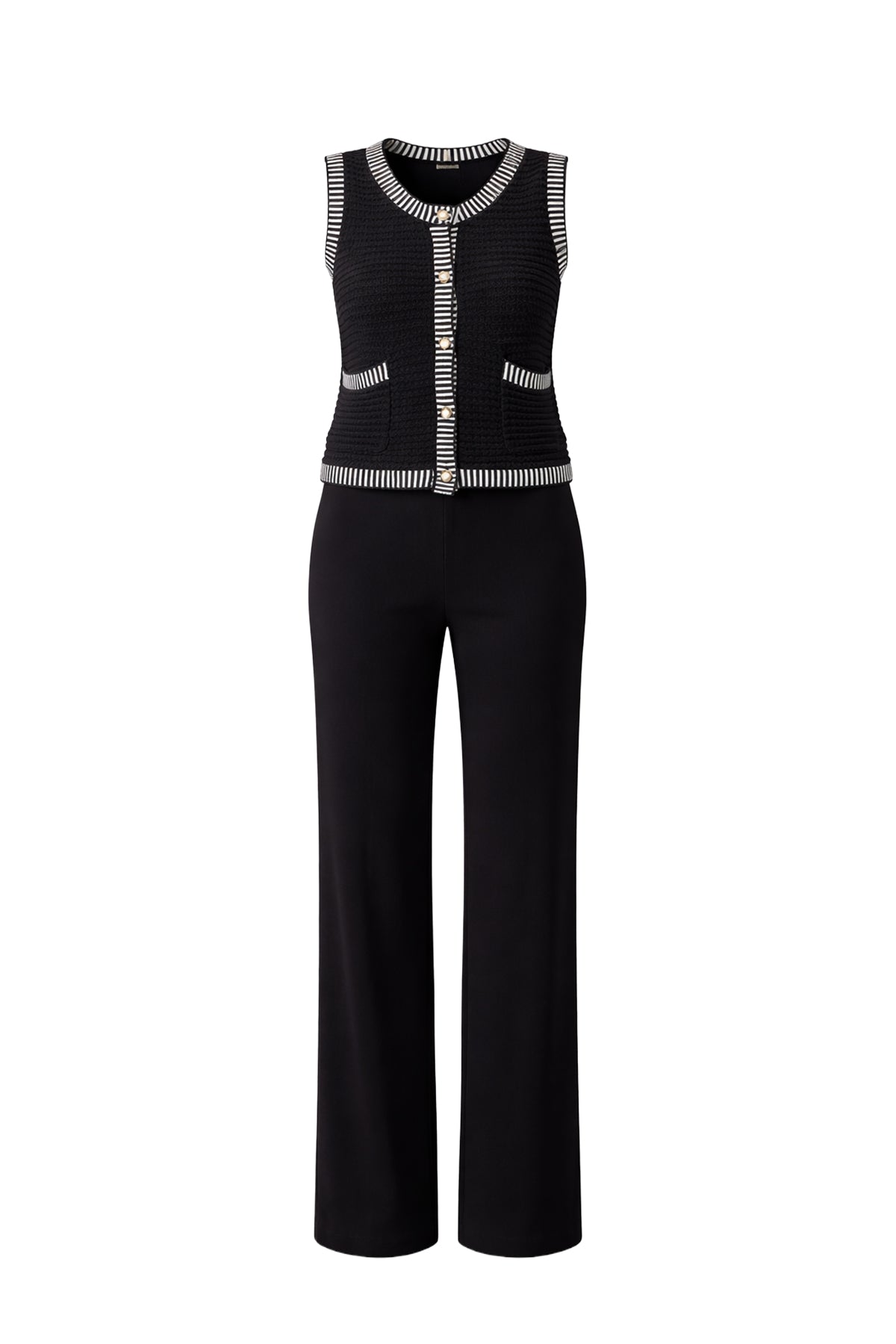 Buttoned Down Knit Chic Vest & Pants Set