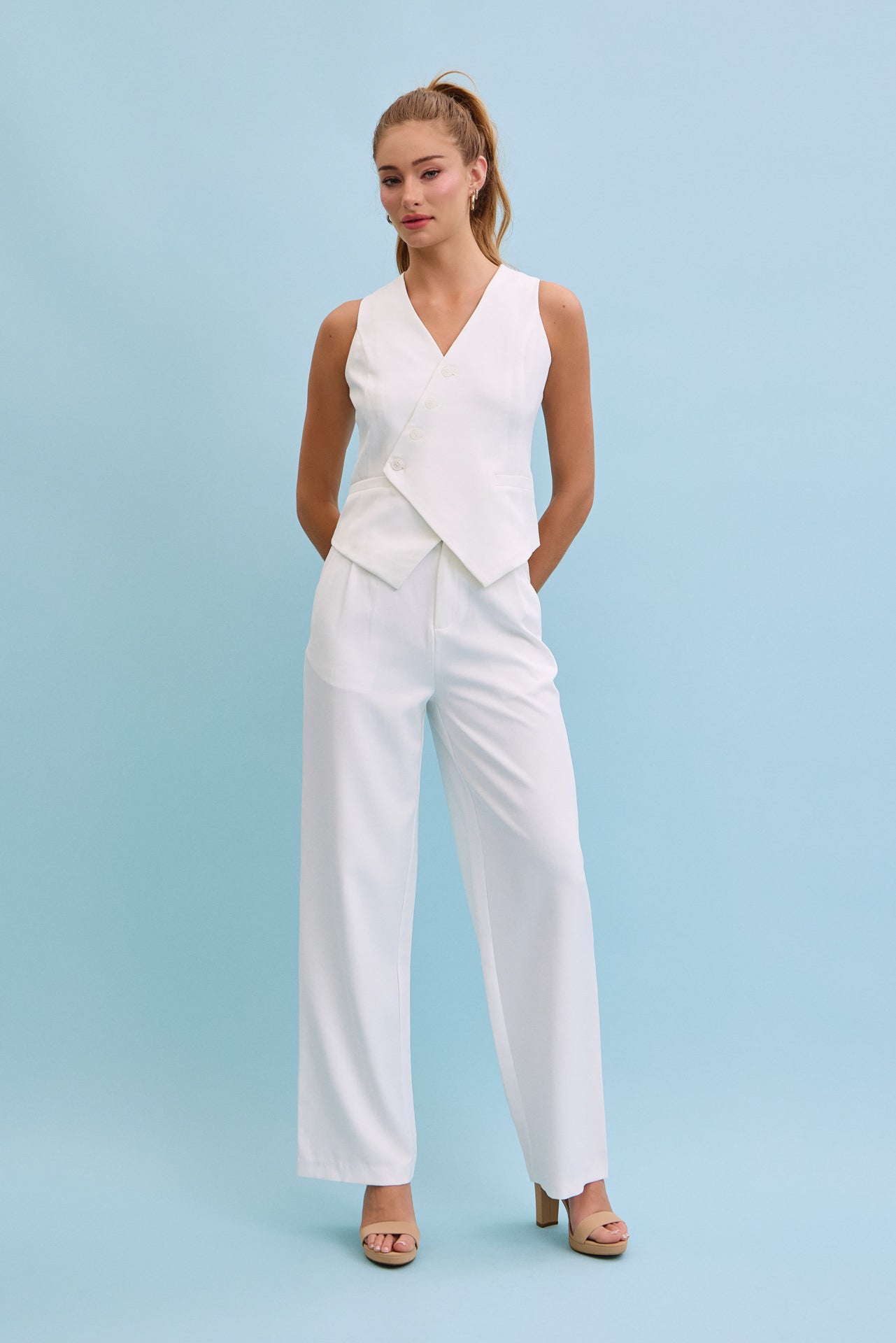 Subtle Elegance Asymmetrical Vest With Pants Set