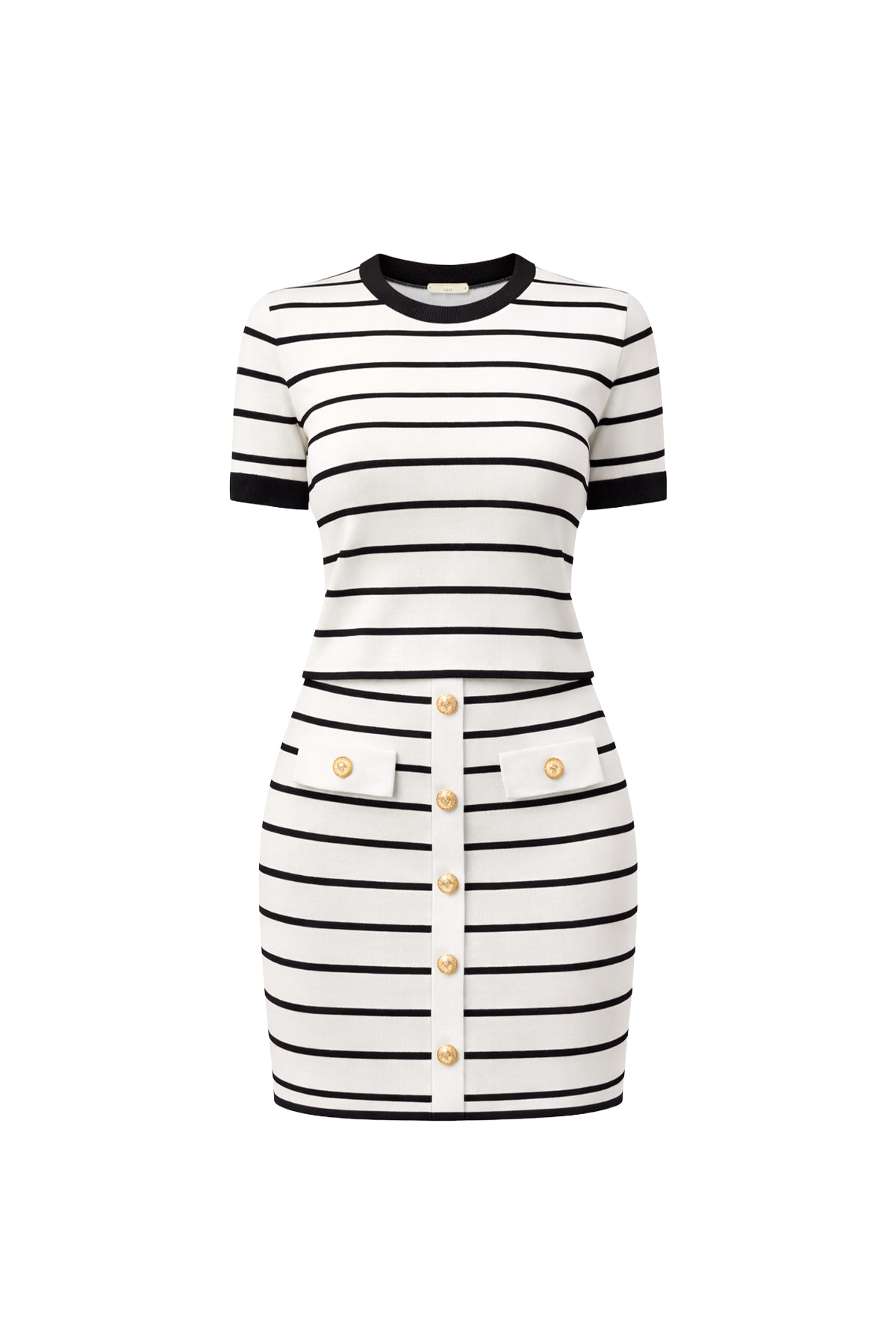 Aven Stripe Short Sleeve Top & Skirt Set
