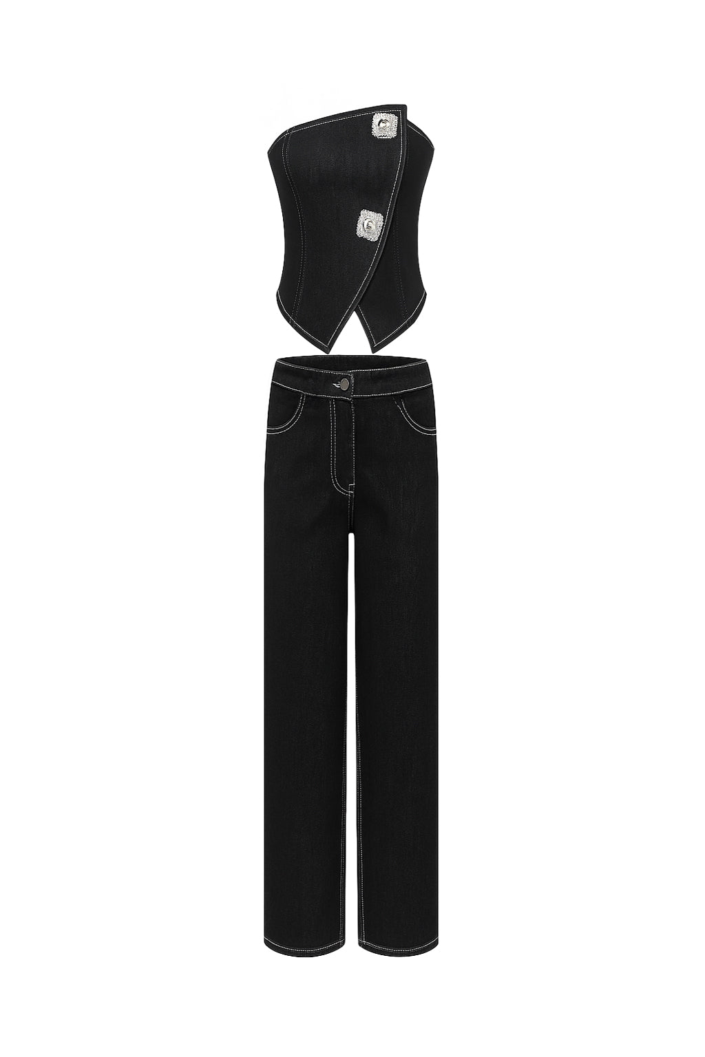 Tube Denim Pants Set