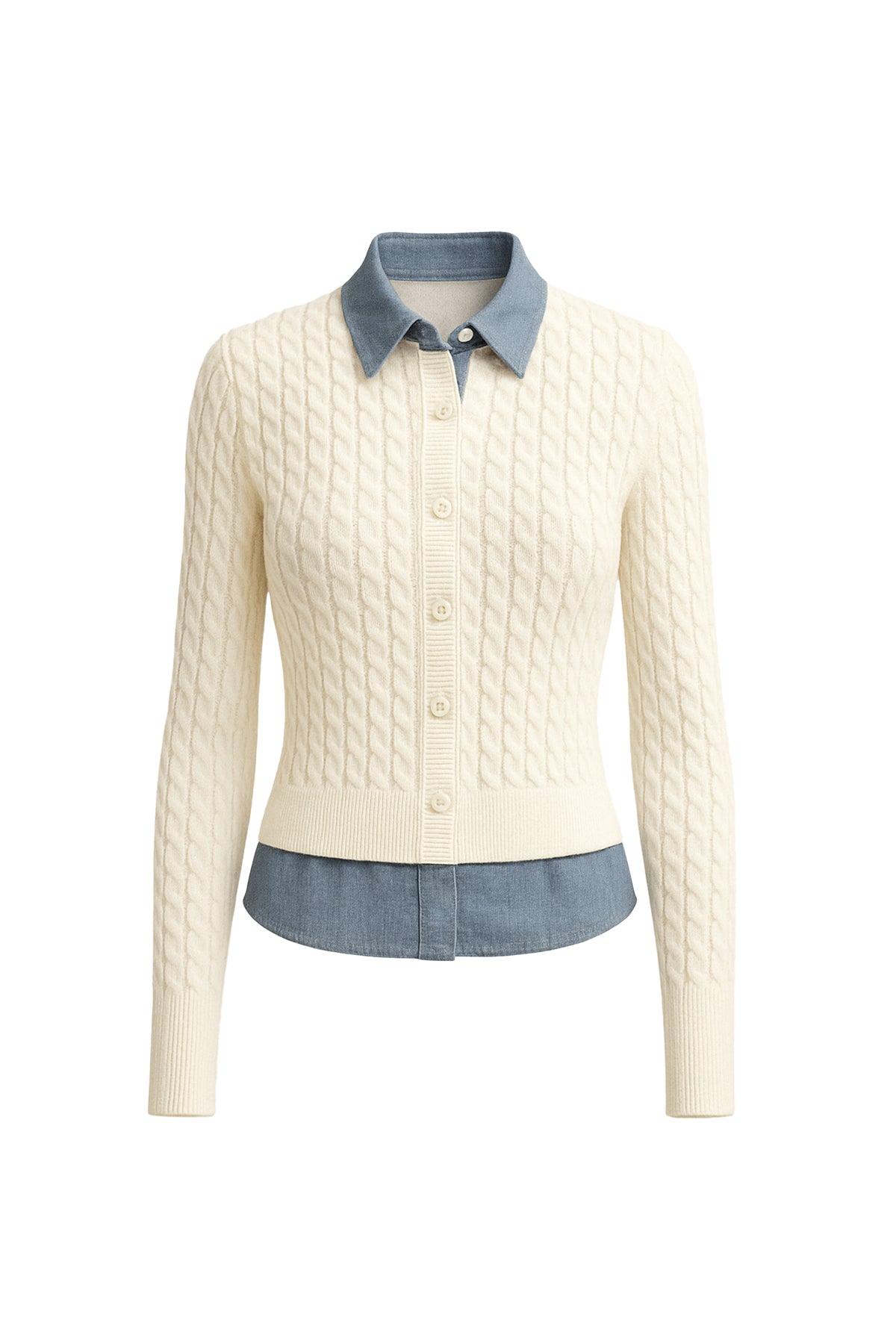 Josette Mixed Media Cable Knit Cardigan