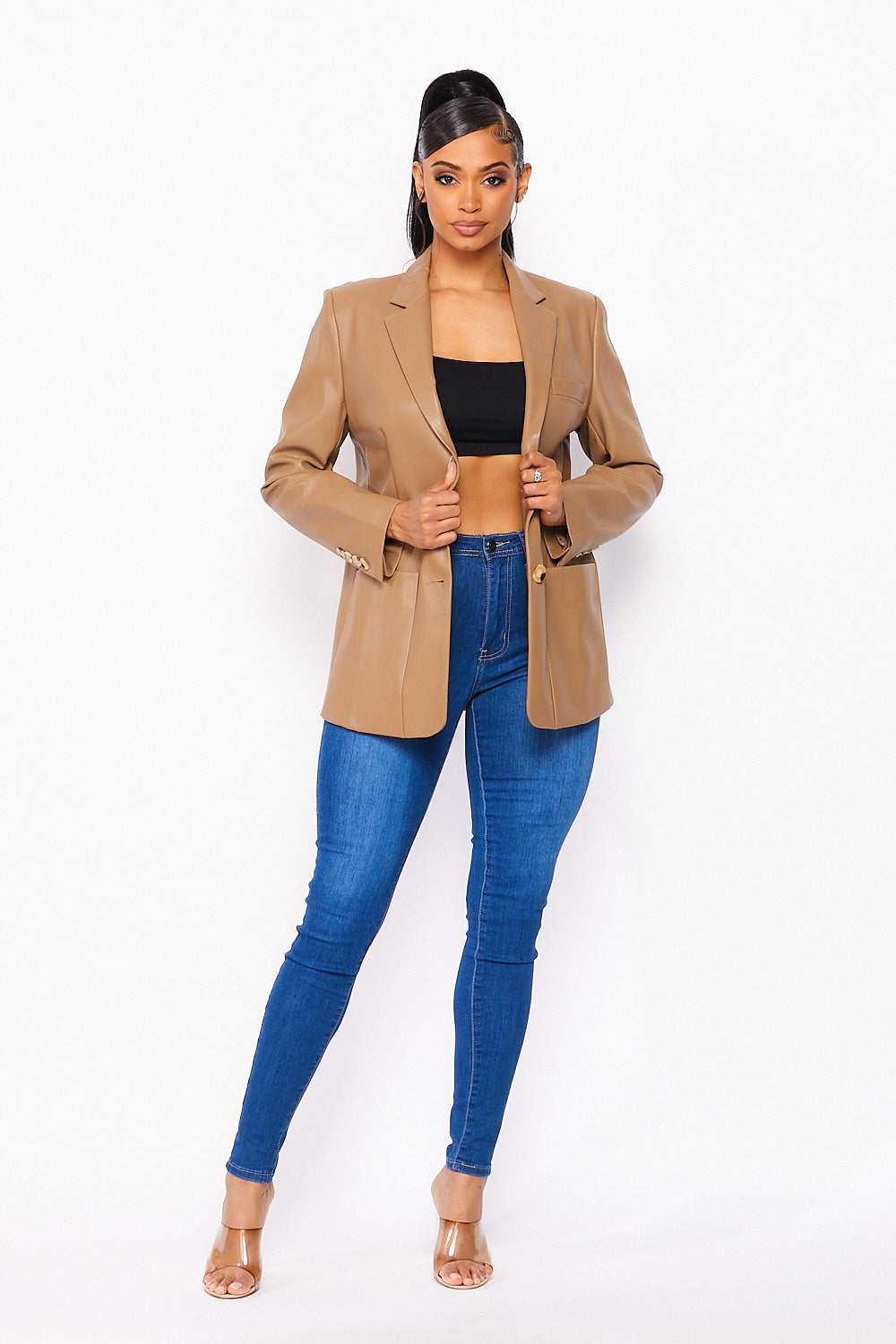 Vegan Leather Oversized Blazer