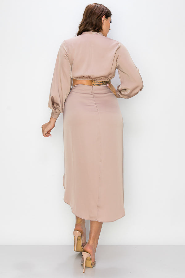 Satin Top & Skirt 2 Piece Set