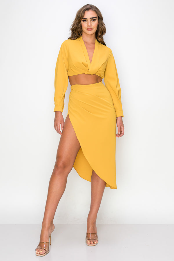 Satin Top & Skirt 2 Piece Set