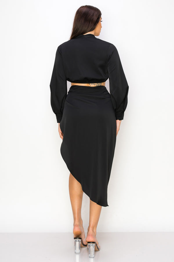 Satin Top & Skirt 2 Piece Set