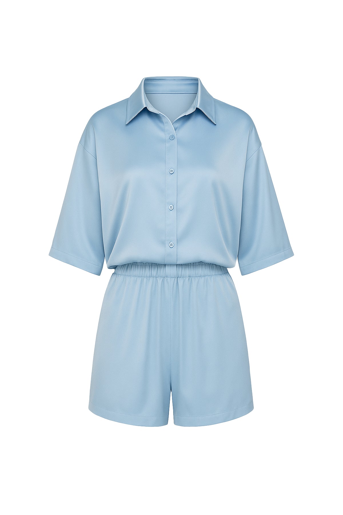 Satin Blouse and Shorts Set