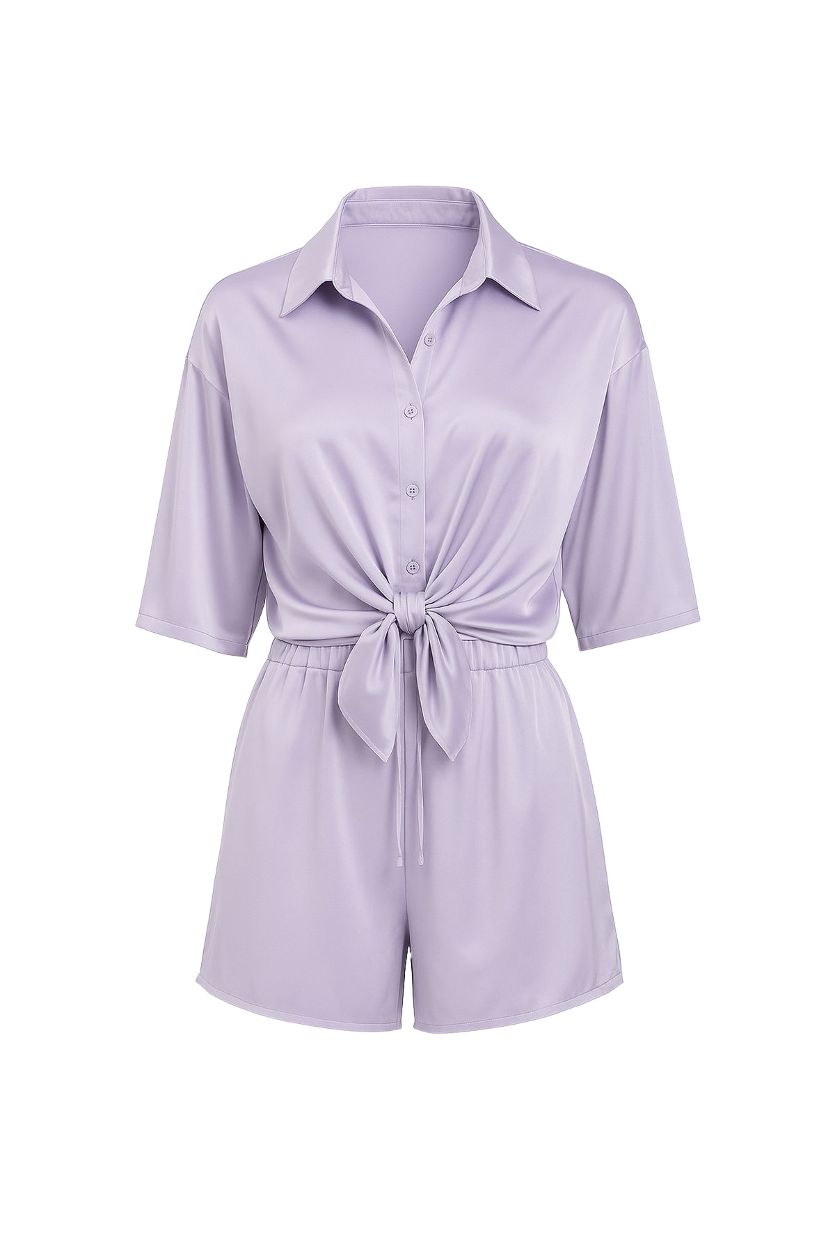 Satin Blouse and Shorts Set