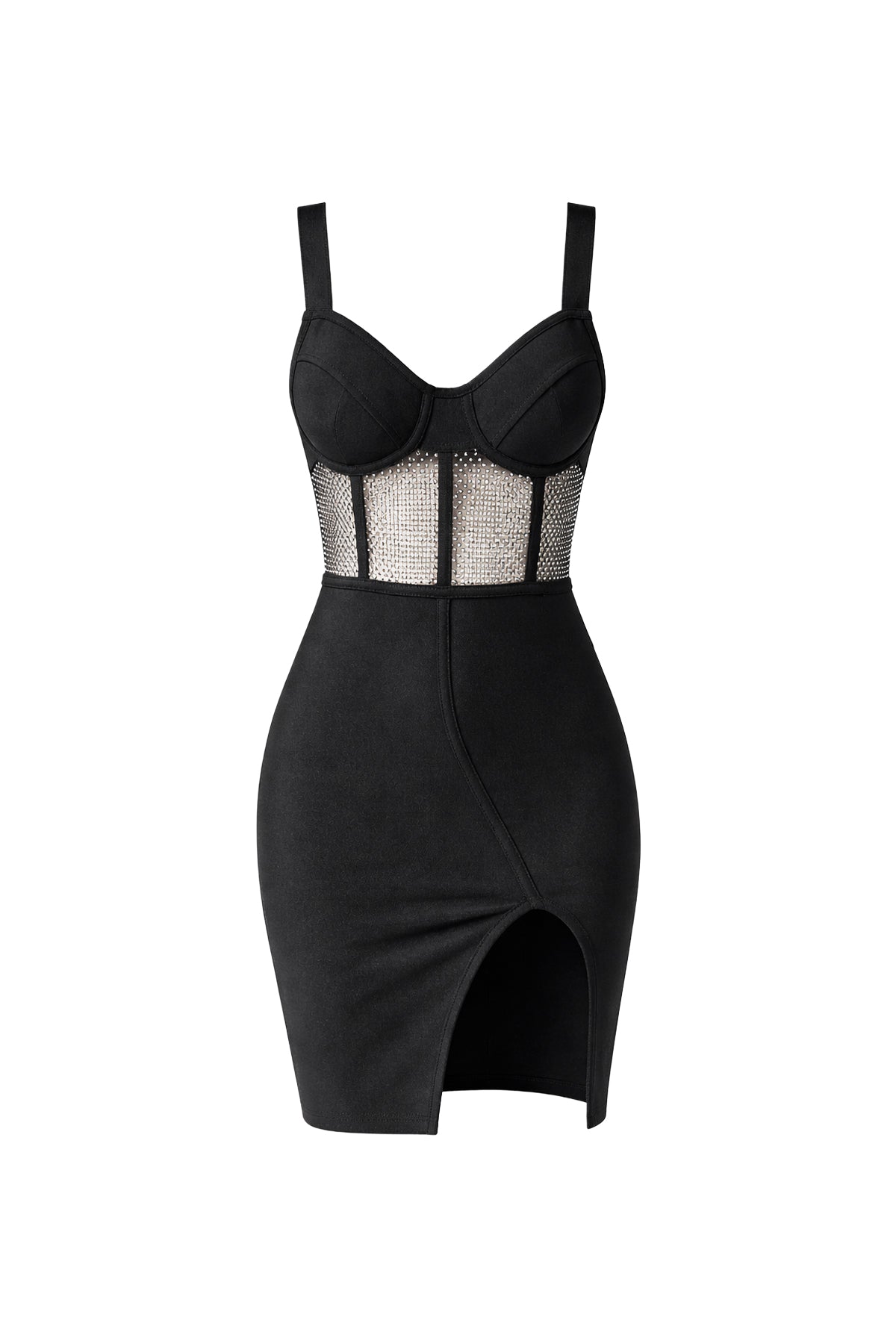 Bandage Mini Dress with Embellished See Through Waist