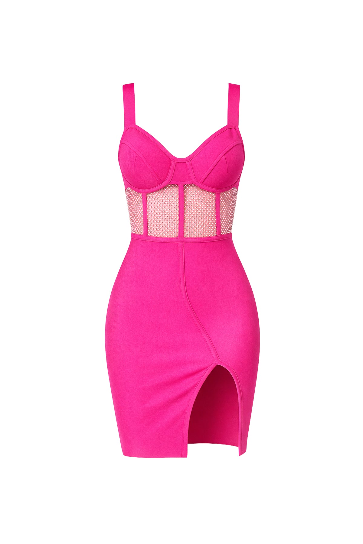 Bandage Mini Dress with Embellished See Through Waist
