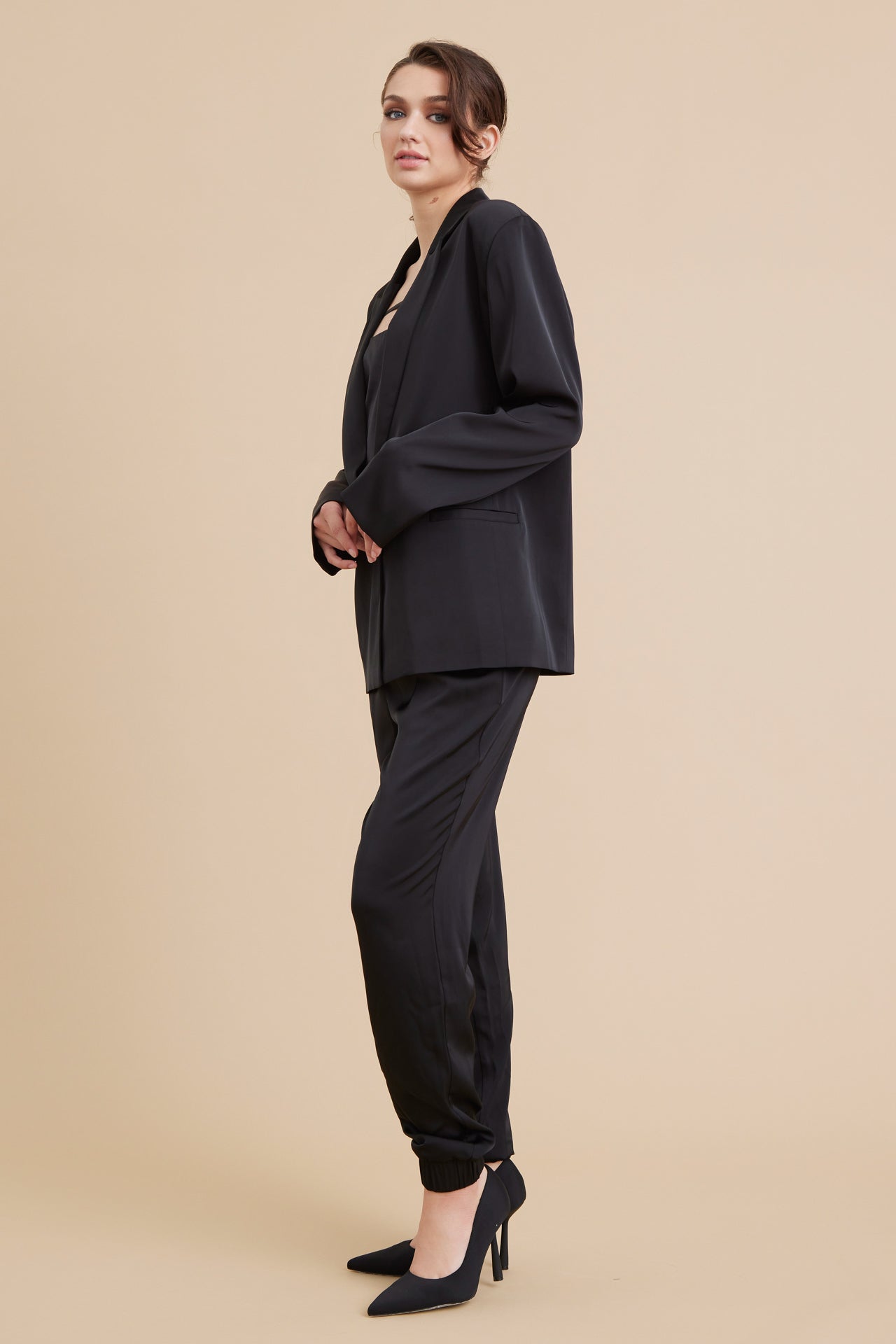 Woven Blazer and Jogger Pants Set