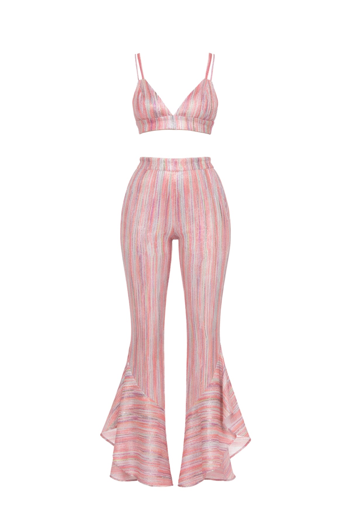 Sequin Bra Top & Flared Pants