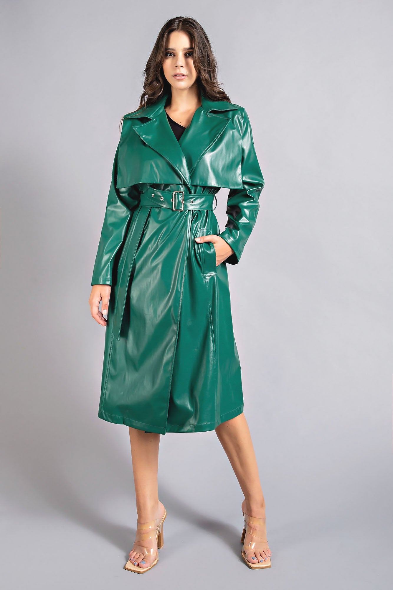 Vegan Leather Trench Coat