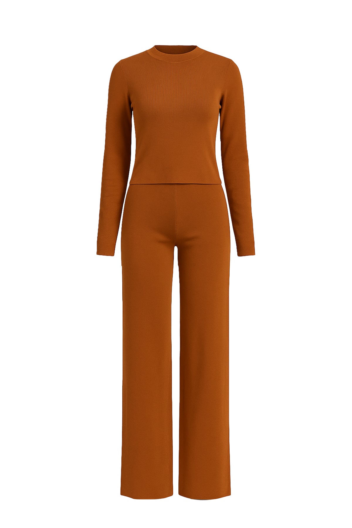 Knit Mock-Neck Top y pantalones Set