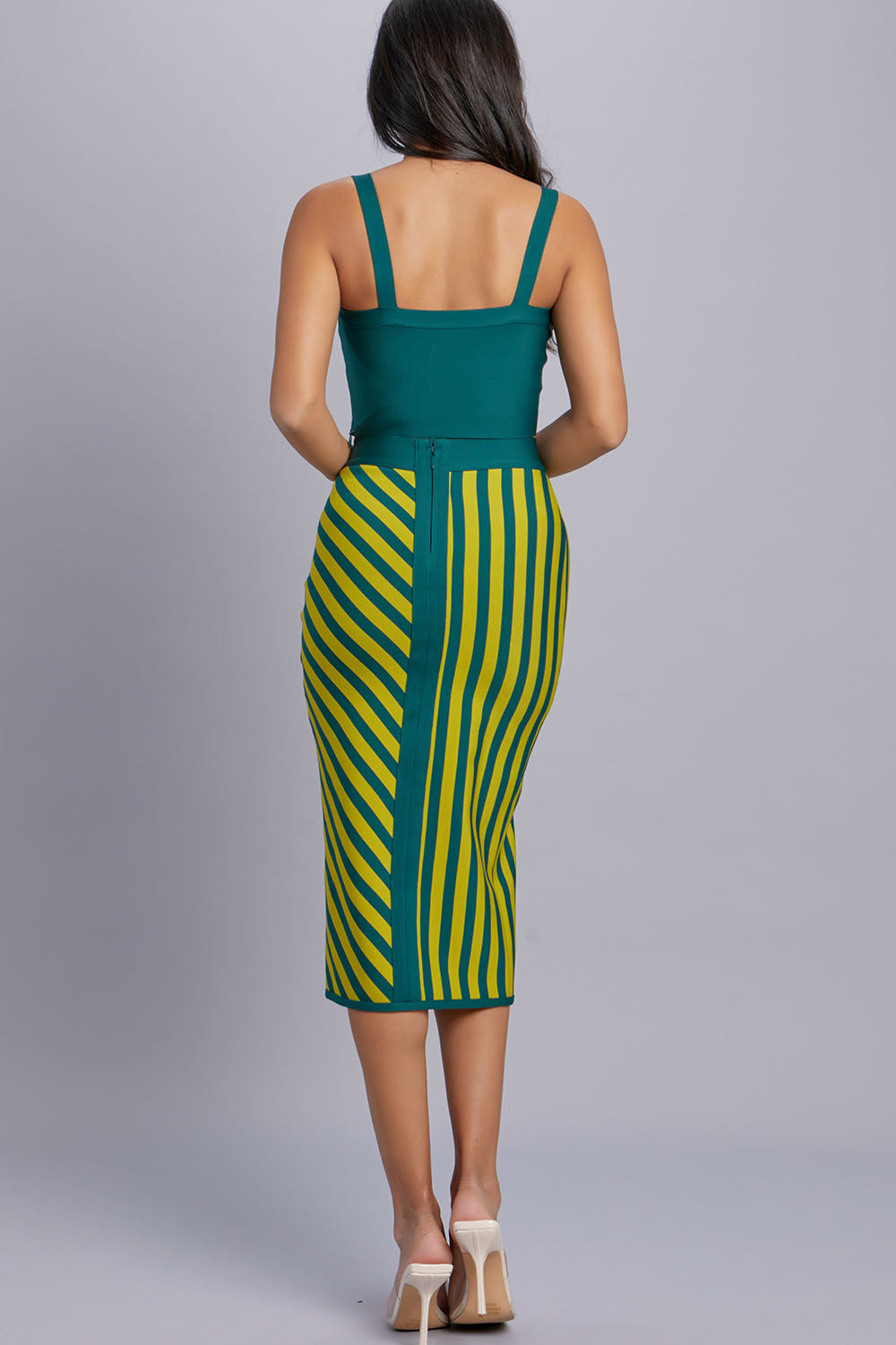 Sleeveless Crop Top and Bandage Skirt Set